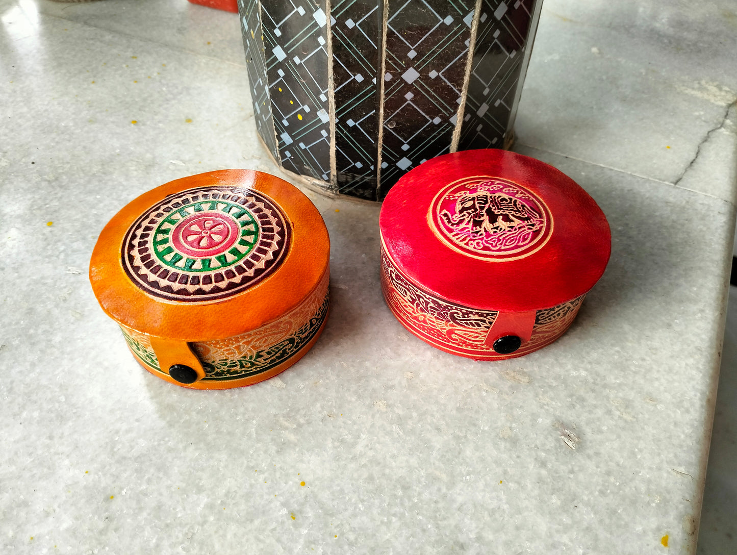 Traditional Shantiniketan Handcrafted Jewellery Box for Women Small Size Pack of 2