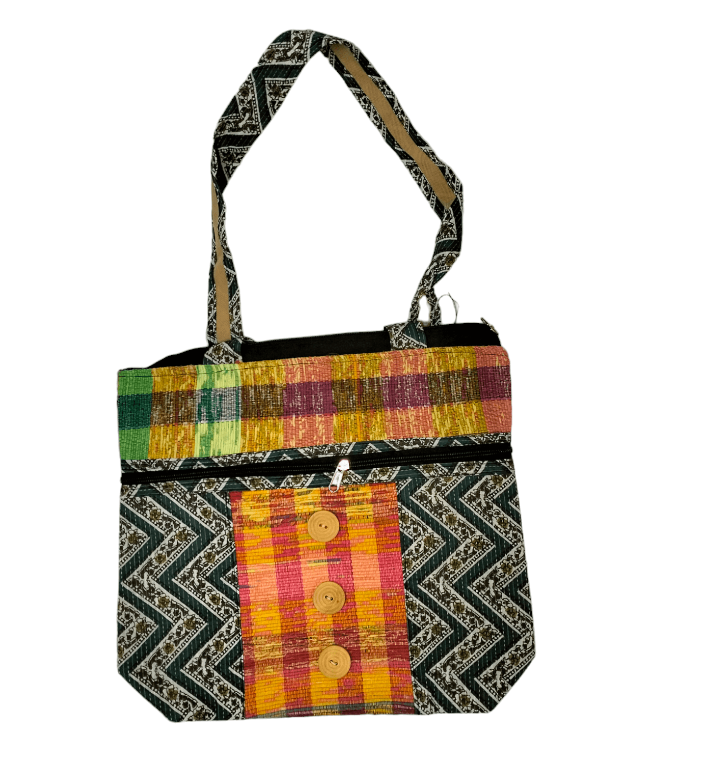 Stylish colorful traditional shantiniketan tote bag for women with zip - AP BAG BHANDAR