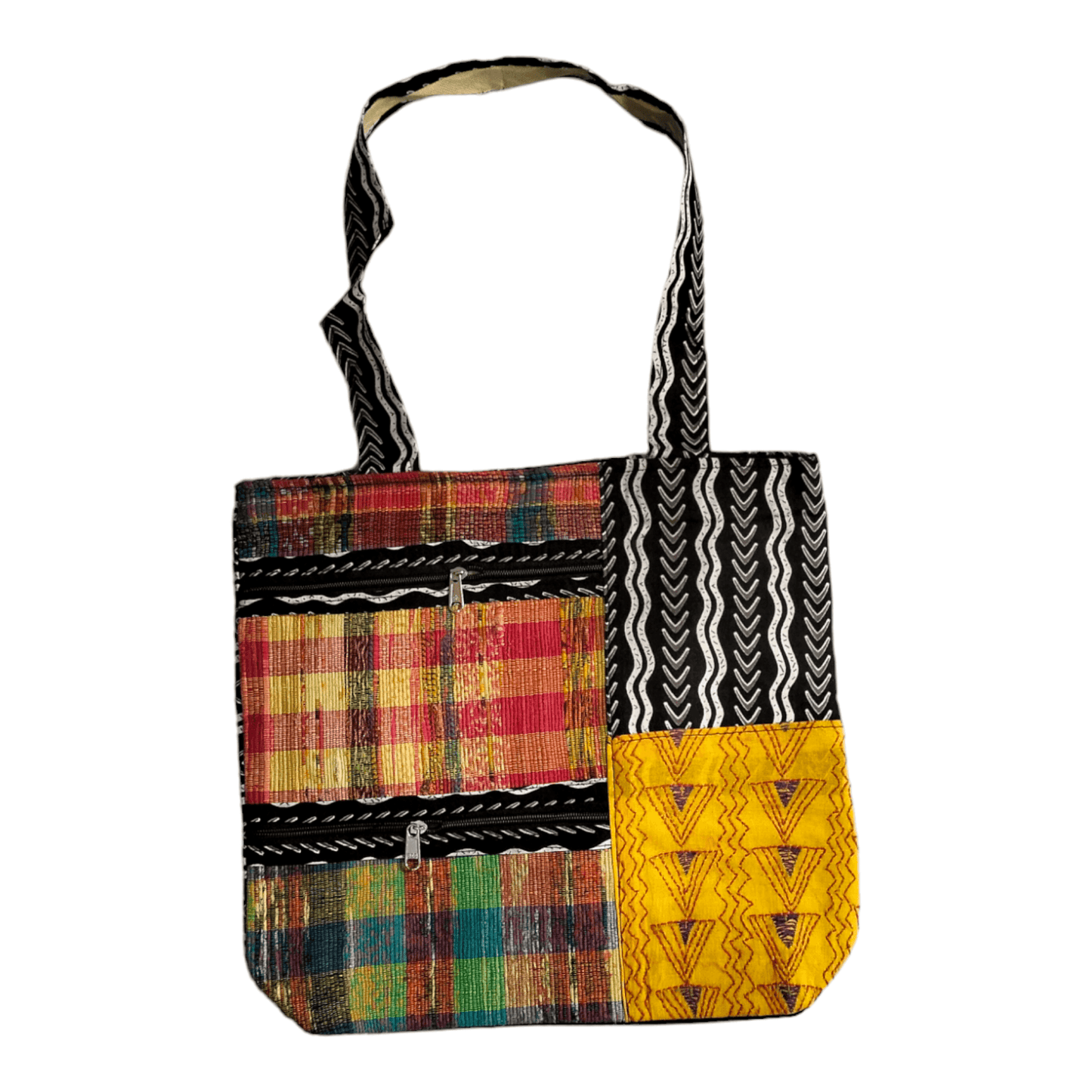 Stylish colorful cotton shantiniketan tote bag for women with zipper - AP BAG BHANDAR