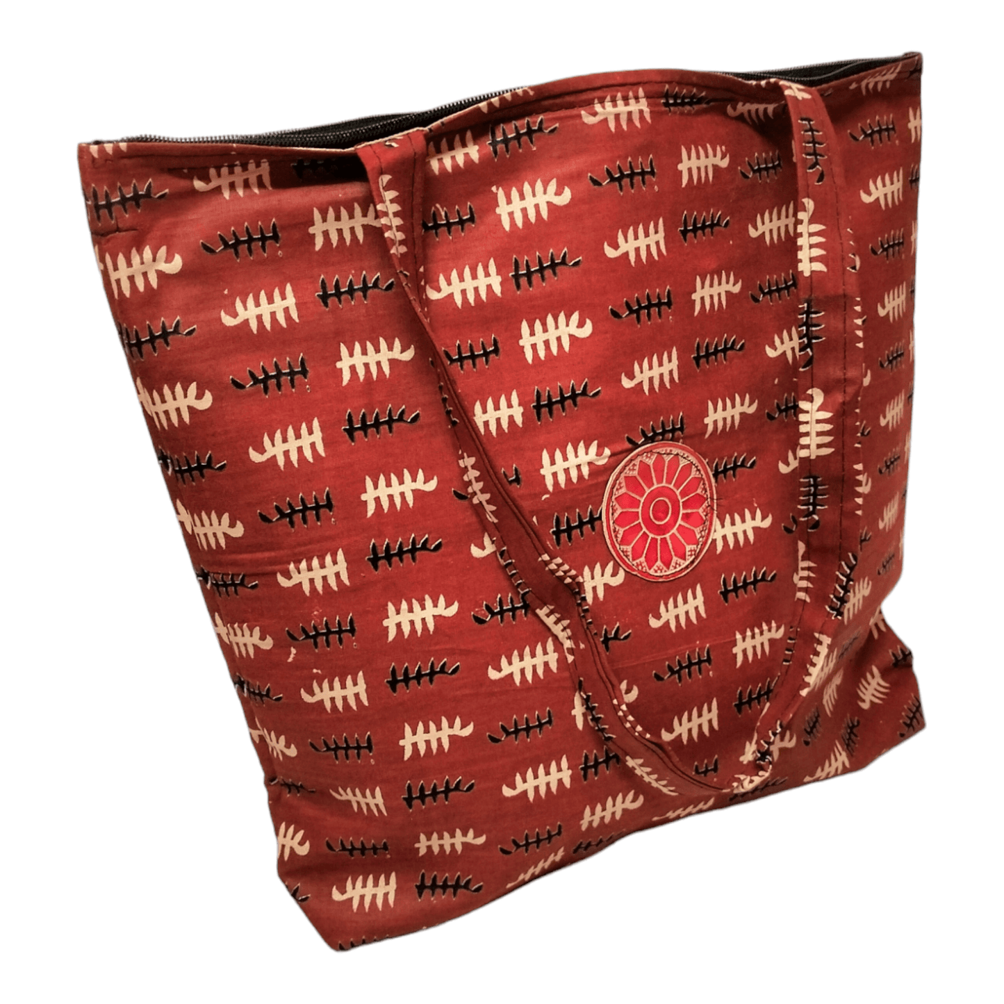 Stylish colorful cotton shantiniketan tote bag for women with zipper - AP BAG BHANDAR