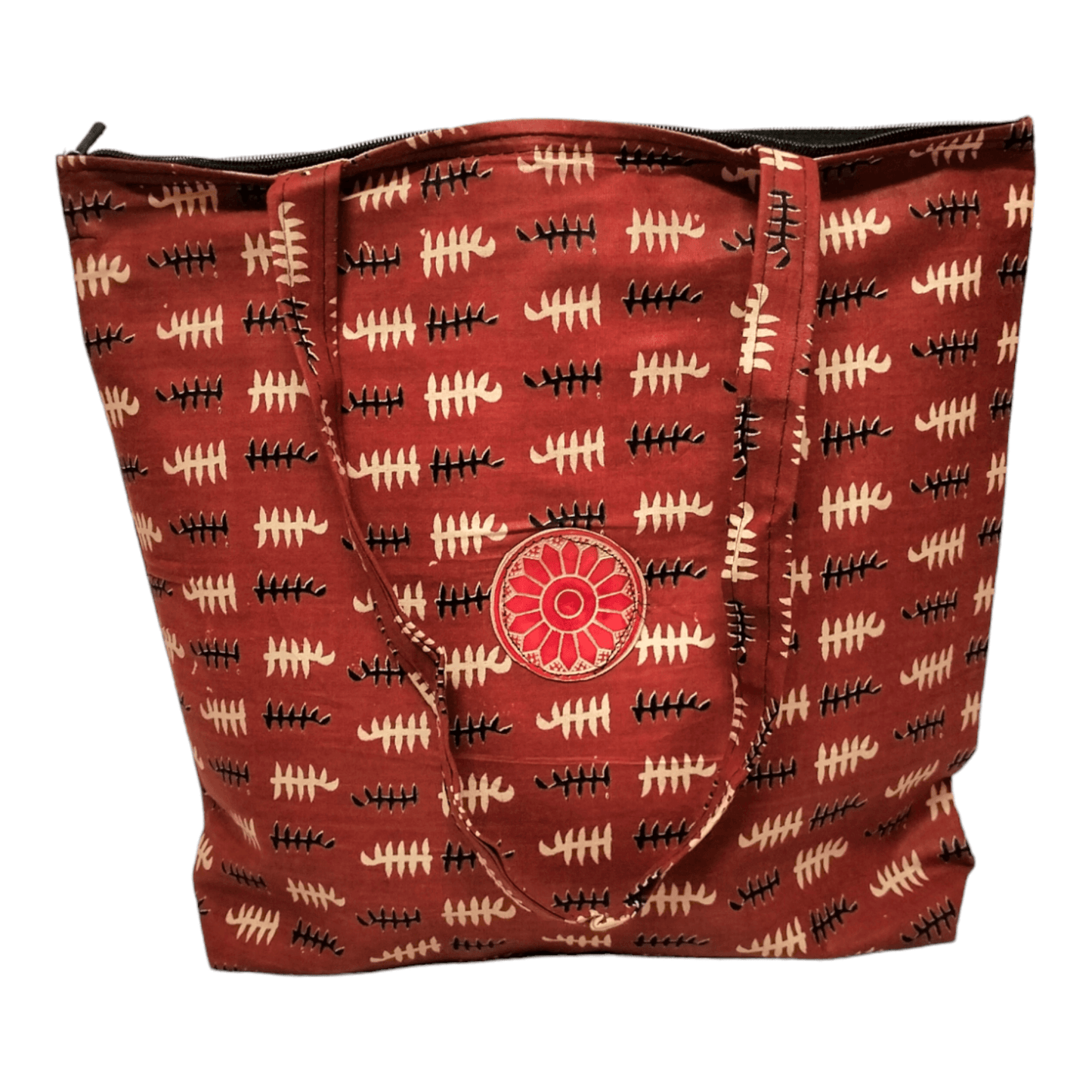 Stylish colorful cotton shantiniketan tote bag for women with zipper - AP BAG BHANDAR