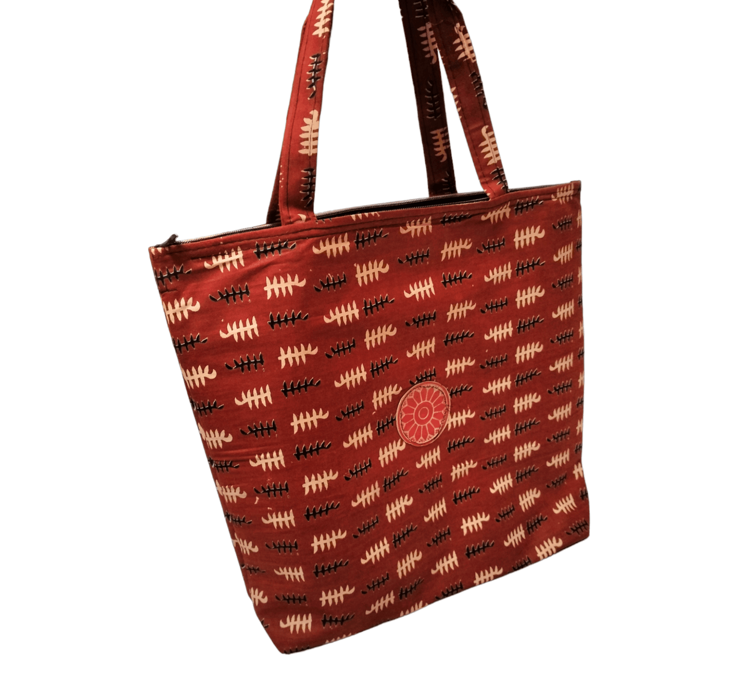 Stylish colorful cotton shantiniketan tote bag for women with zipper - AP BAG BHANDAR