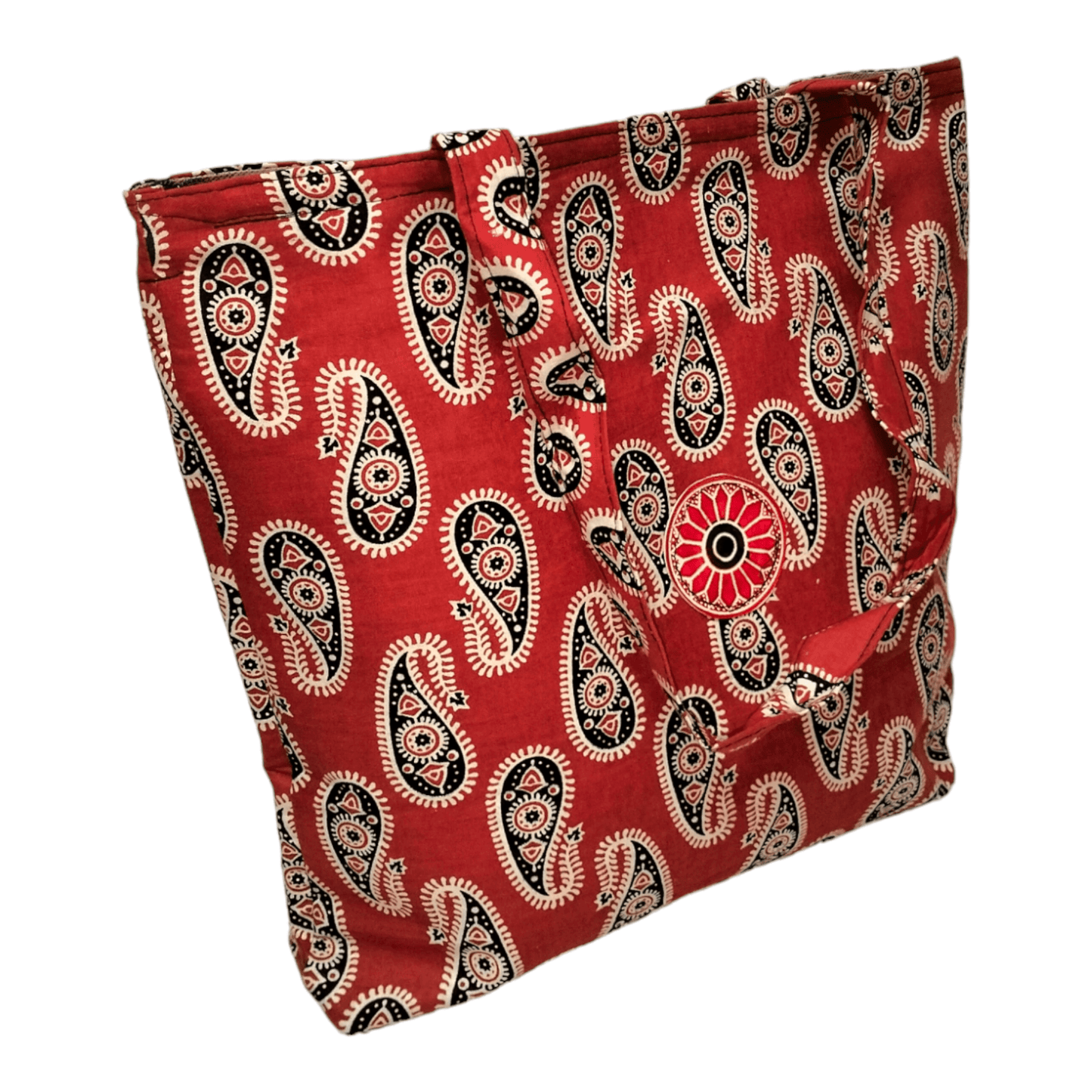 Stylish colorful cotton shantiniketan tote bag for women with zipper - AP BAG BHANDAR