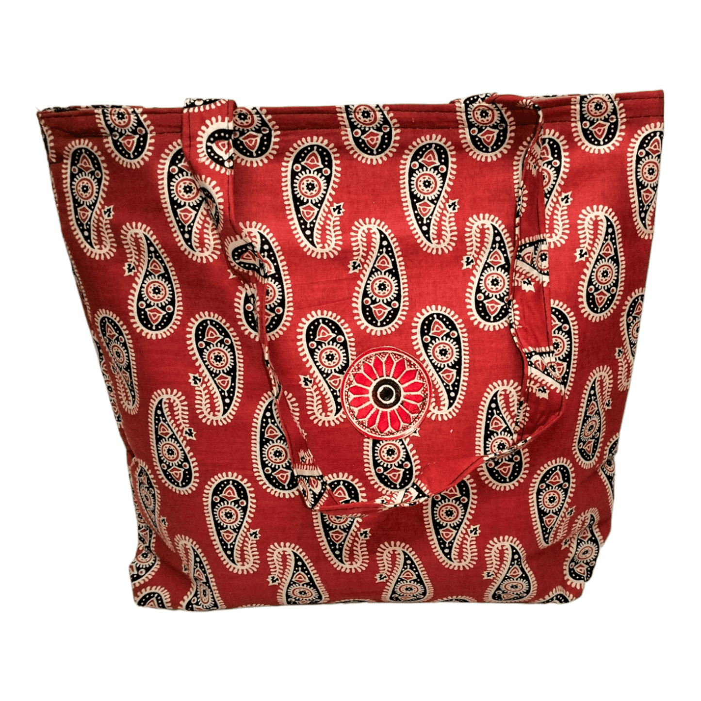 Stylish colorful cotton shantiniketan tote bag for women with zipper - AP BAG BHANDAR