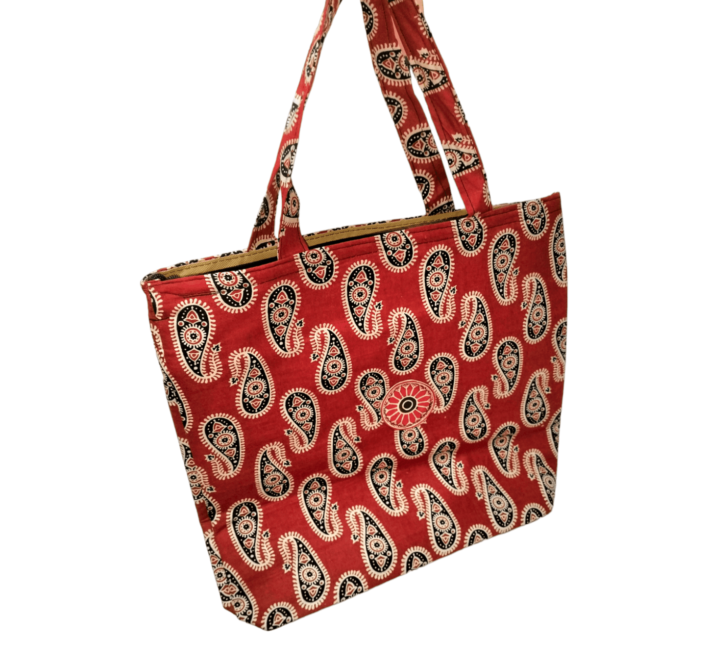 Stylish colorful cotton shantiniketan tote bag for women with zipper - AP BAG BHANDAR