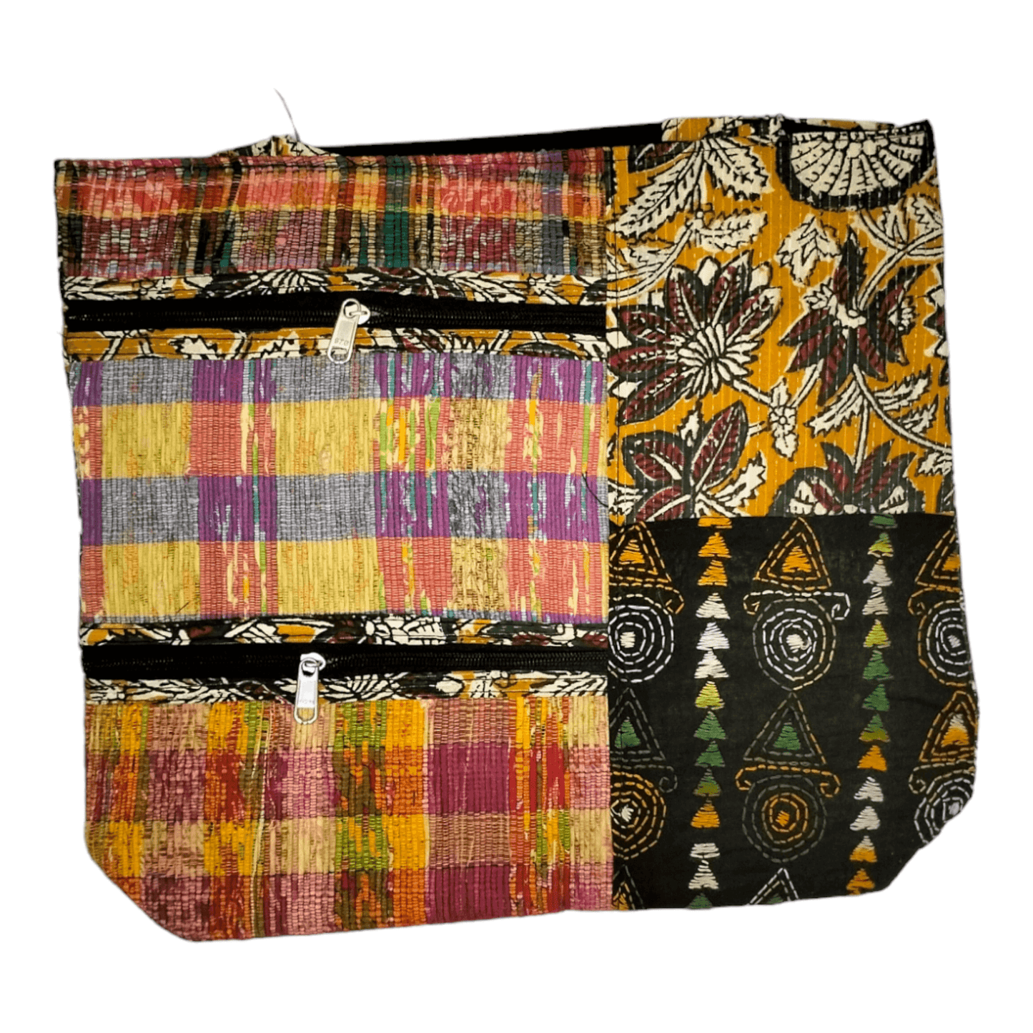 Stylish colorful cotton shantiniketan tote bag for women with zipper - AP BAG BHANDAR