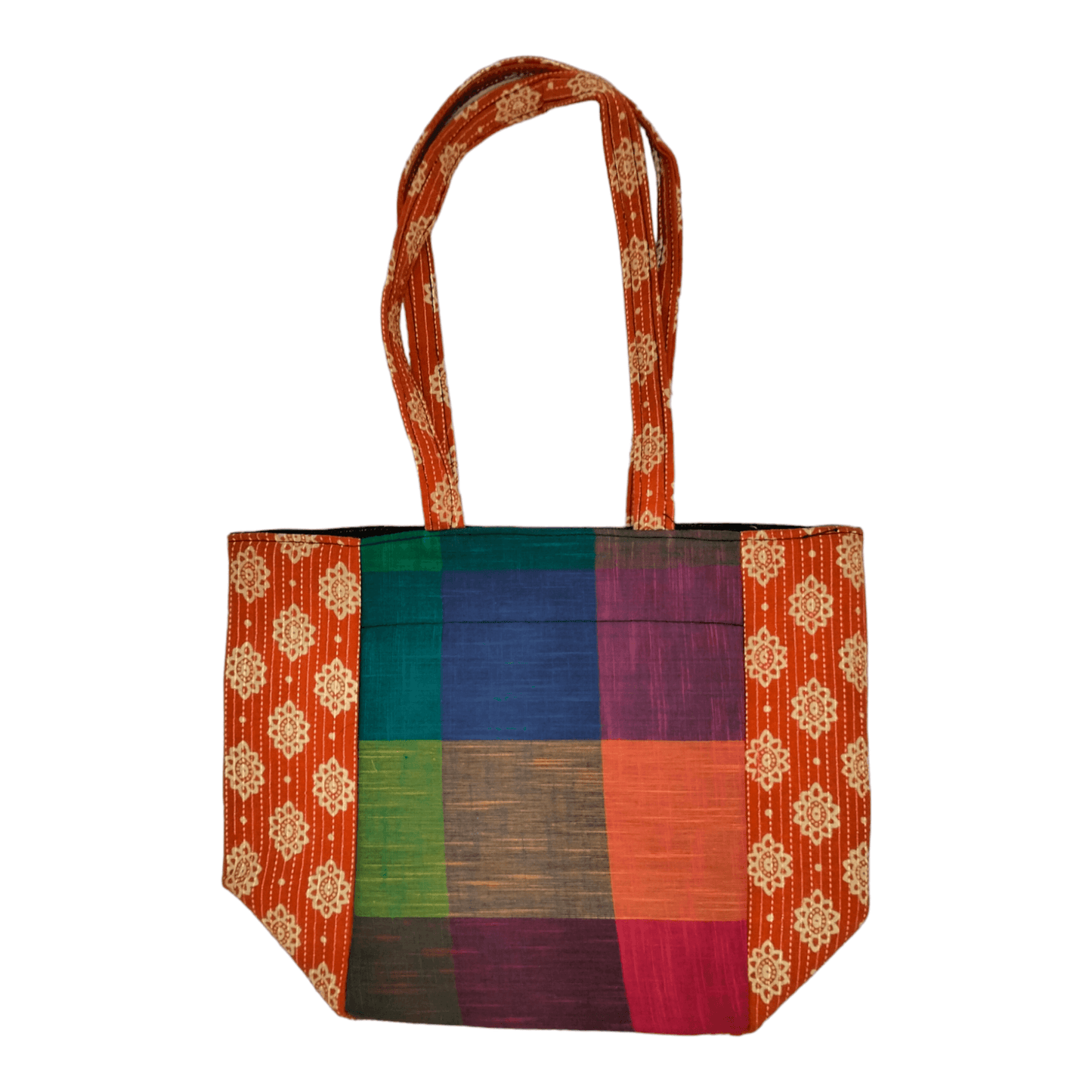 Stylish colorful cotton shantiniketan tote bag for women with zipper - AP BAG BHANDAR