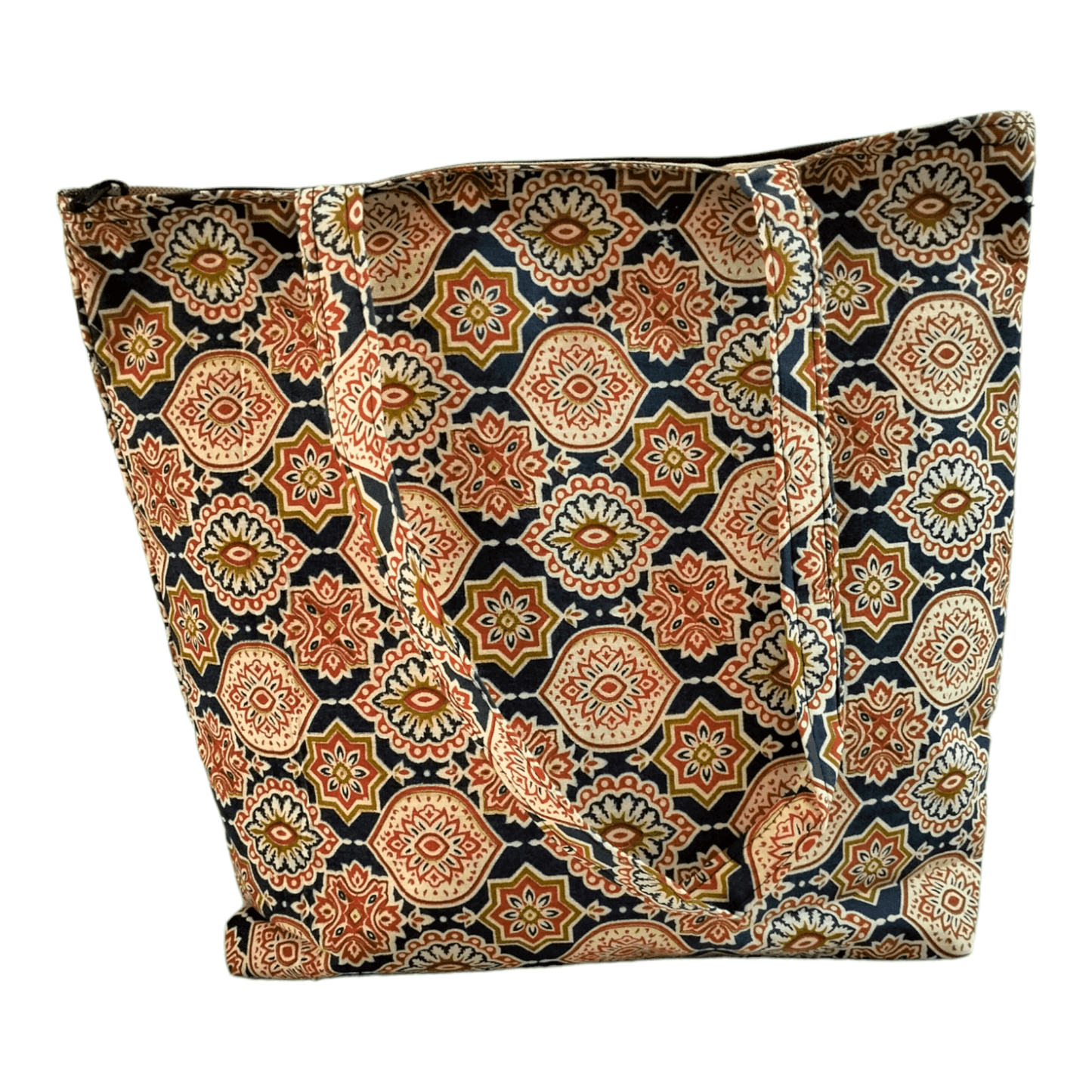 Stylish colorful cotton shantiniketan tote bag for women with zipper - AP BAG BHANDAR