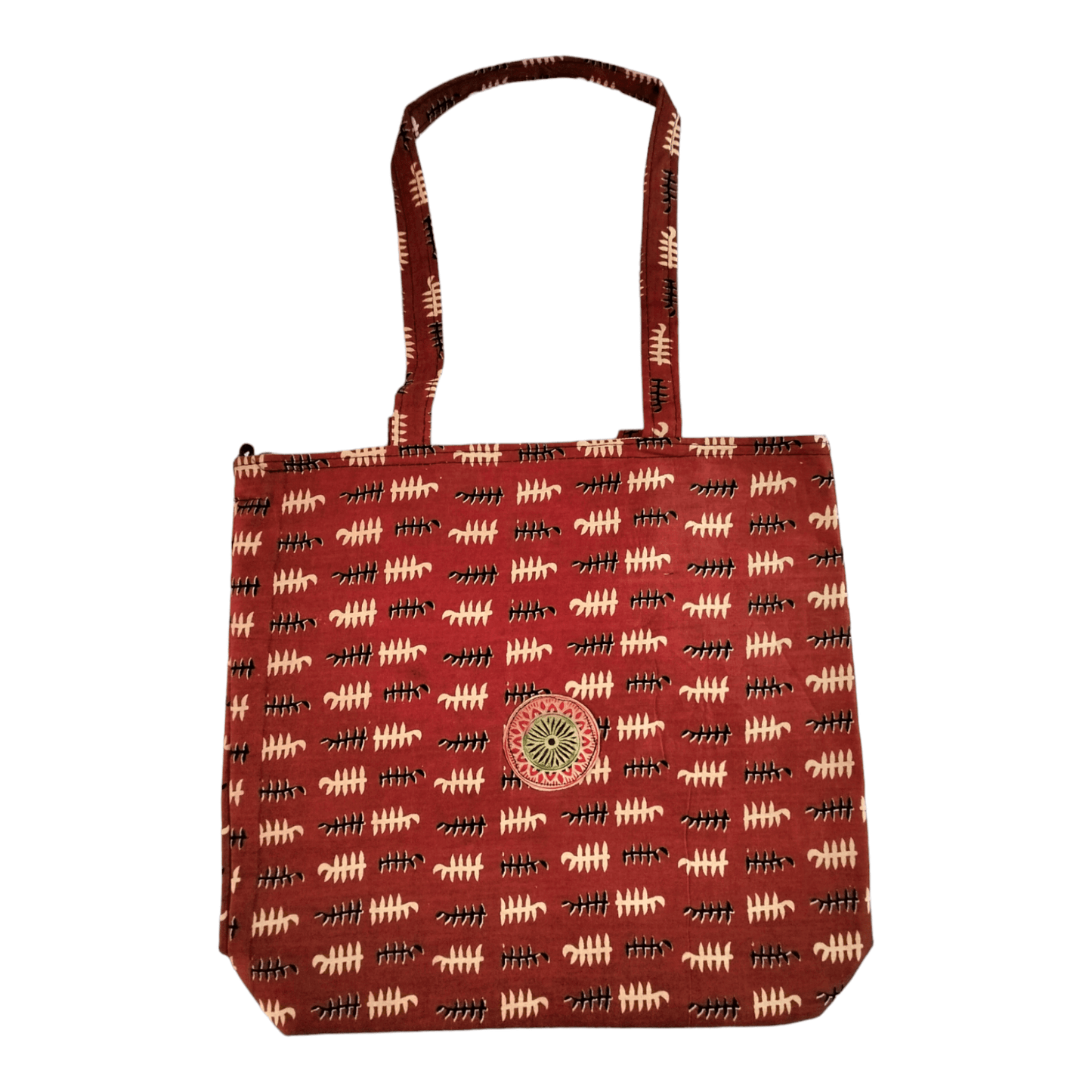 Stylish colorful cotton shantiniketan tote bag for women with zipper - AP BAG BHANDAR
