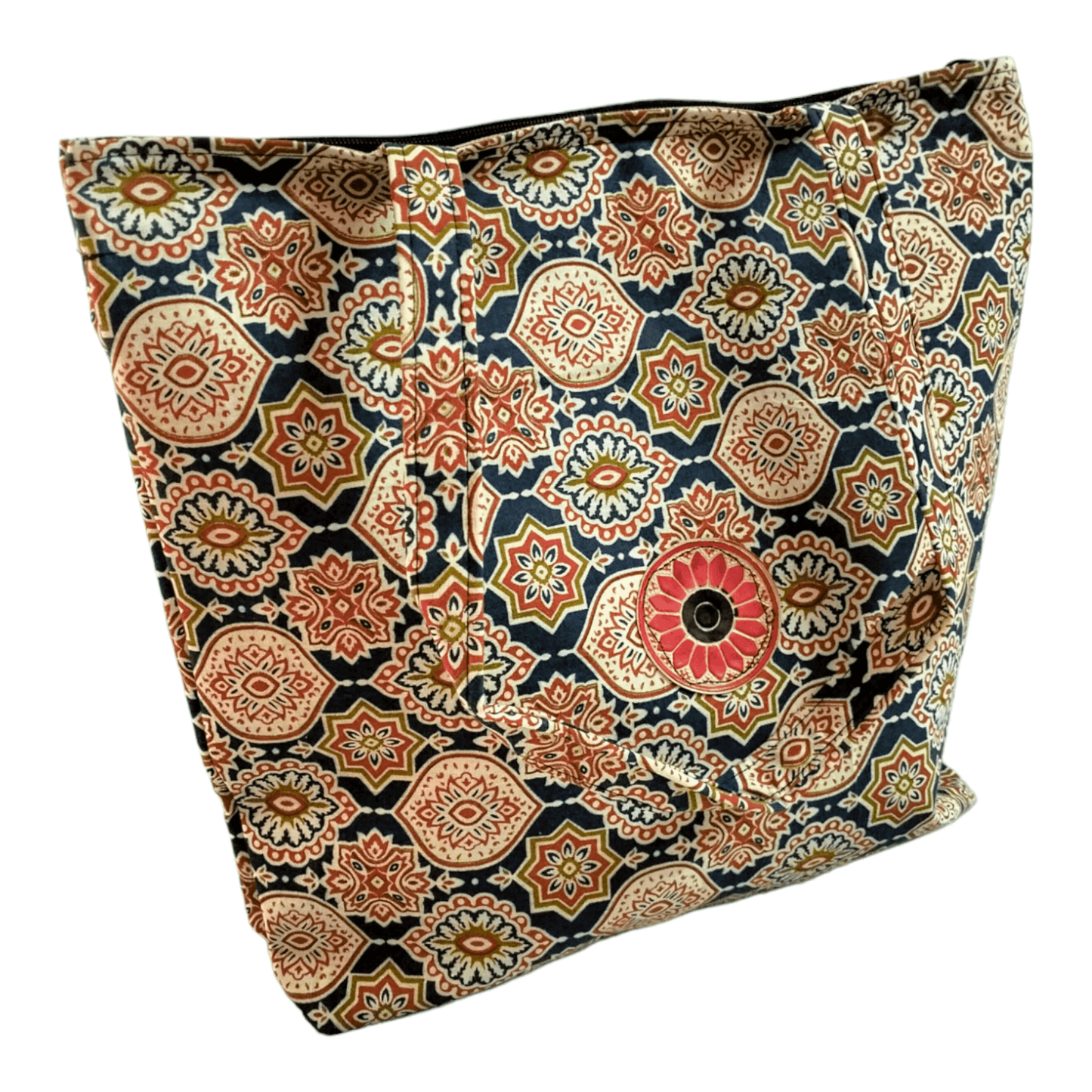Stylish colorful cotton shantiniketan tote bag for women with zipper - AP BAG BHANDAR