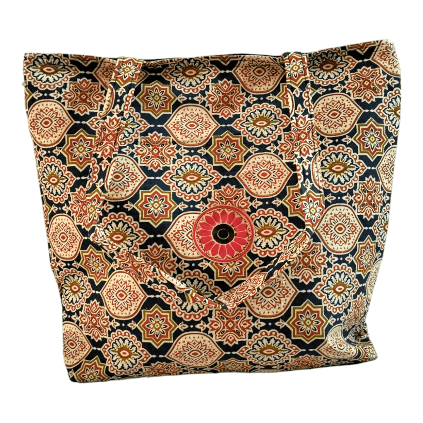 Stylish colorful cotton shantiniketan tote bag for women with zipper - AP BAG BHANDAR