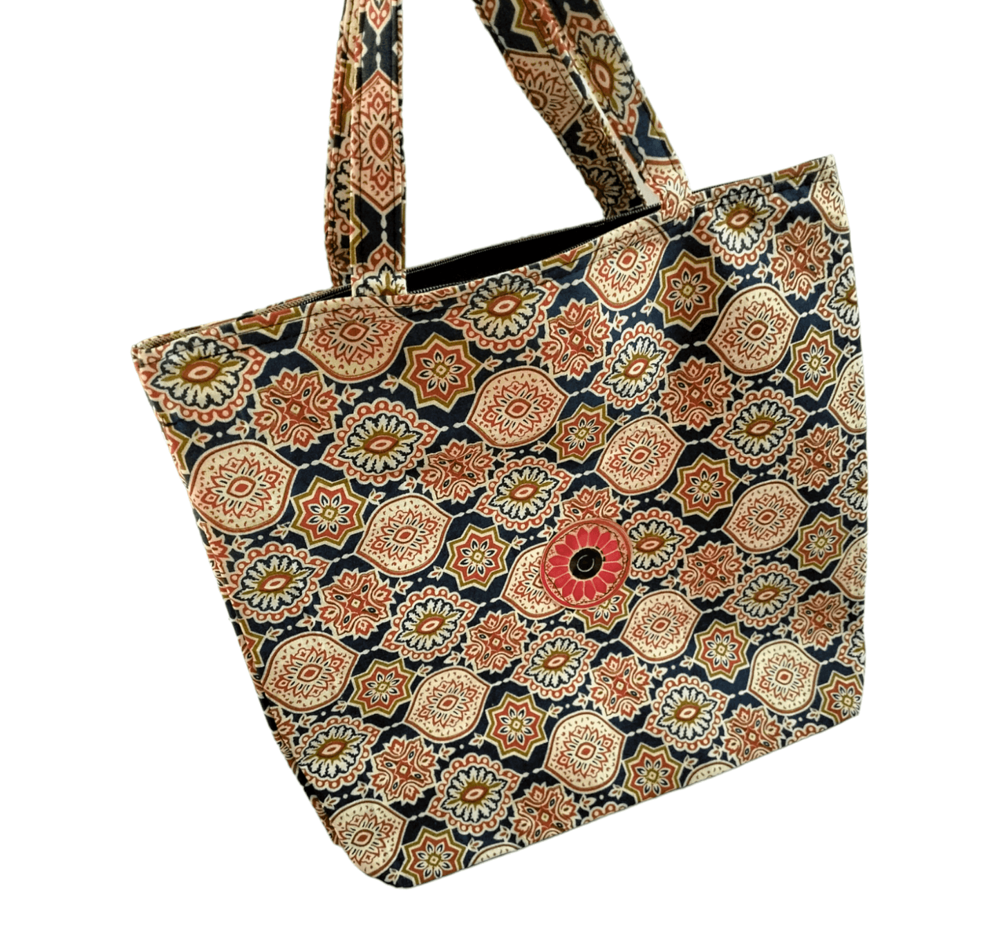 Stylish colorful cotton shantiniketan tote bag for women with zipper - AP BAG BHANDAR