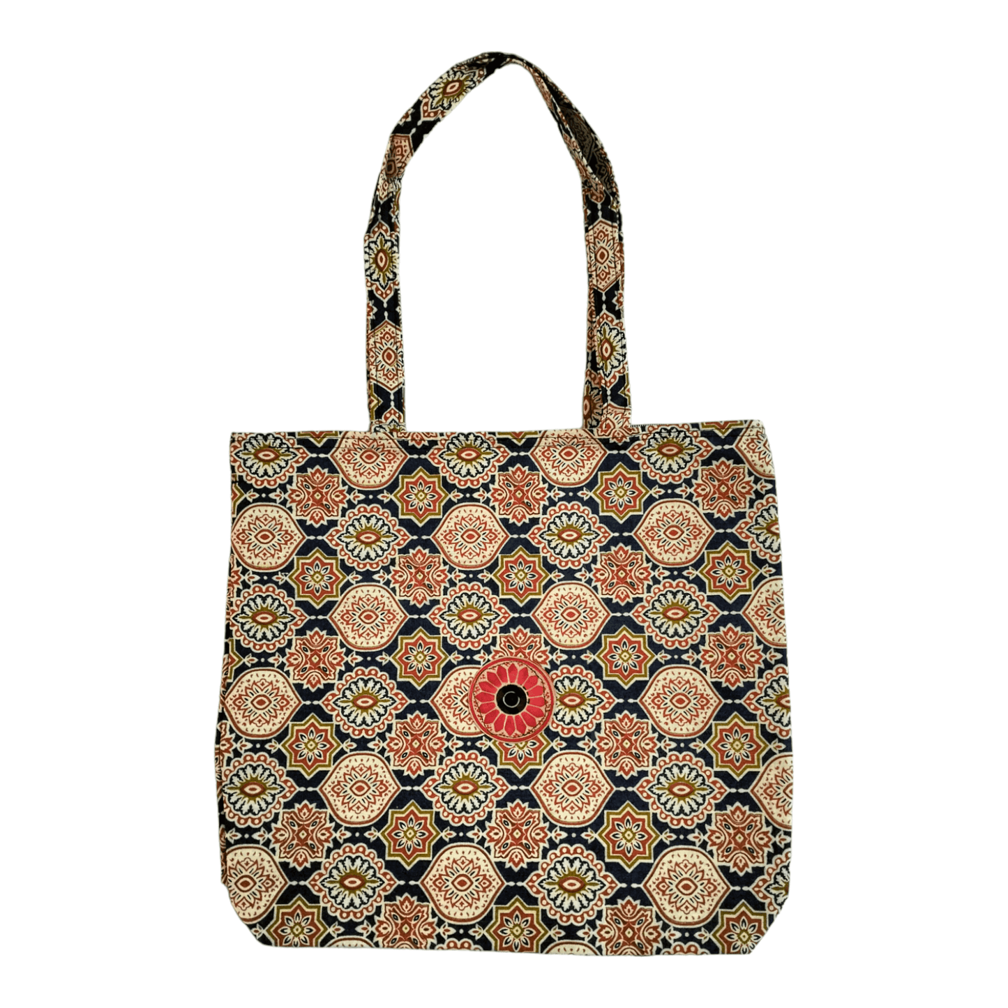 Stylish colorful cotton shantiniketan tote bag for women with zipper - AP BAG BHANDAR