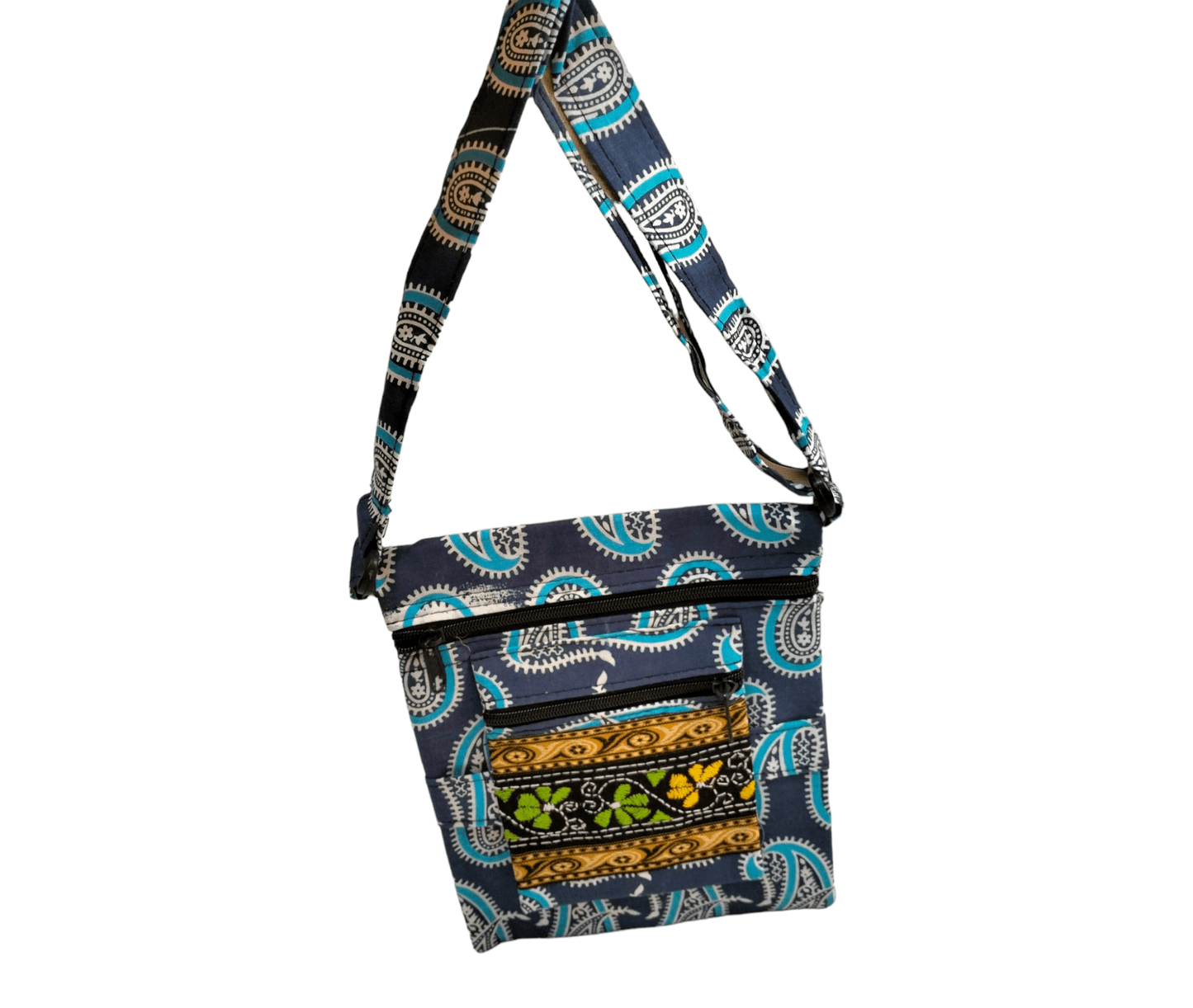 Shantiniketan Cloth Sling Bag - Handcrafted Indian Cloth Sling Bag with Traditional Designs - AP BAG BHANDAR