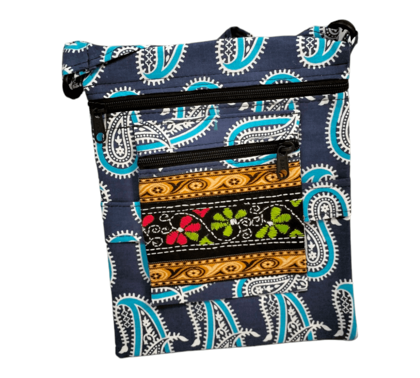 Shantiniketan Cloth Sling Bag - Handcrafted Indian Cloth Sling Bag with Traditional Designs - AP BAG BHANDAR