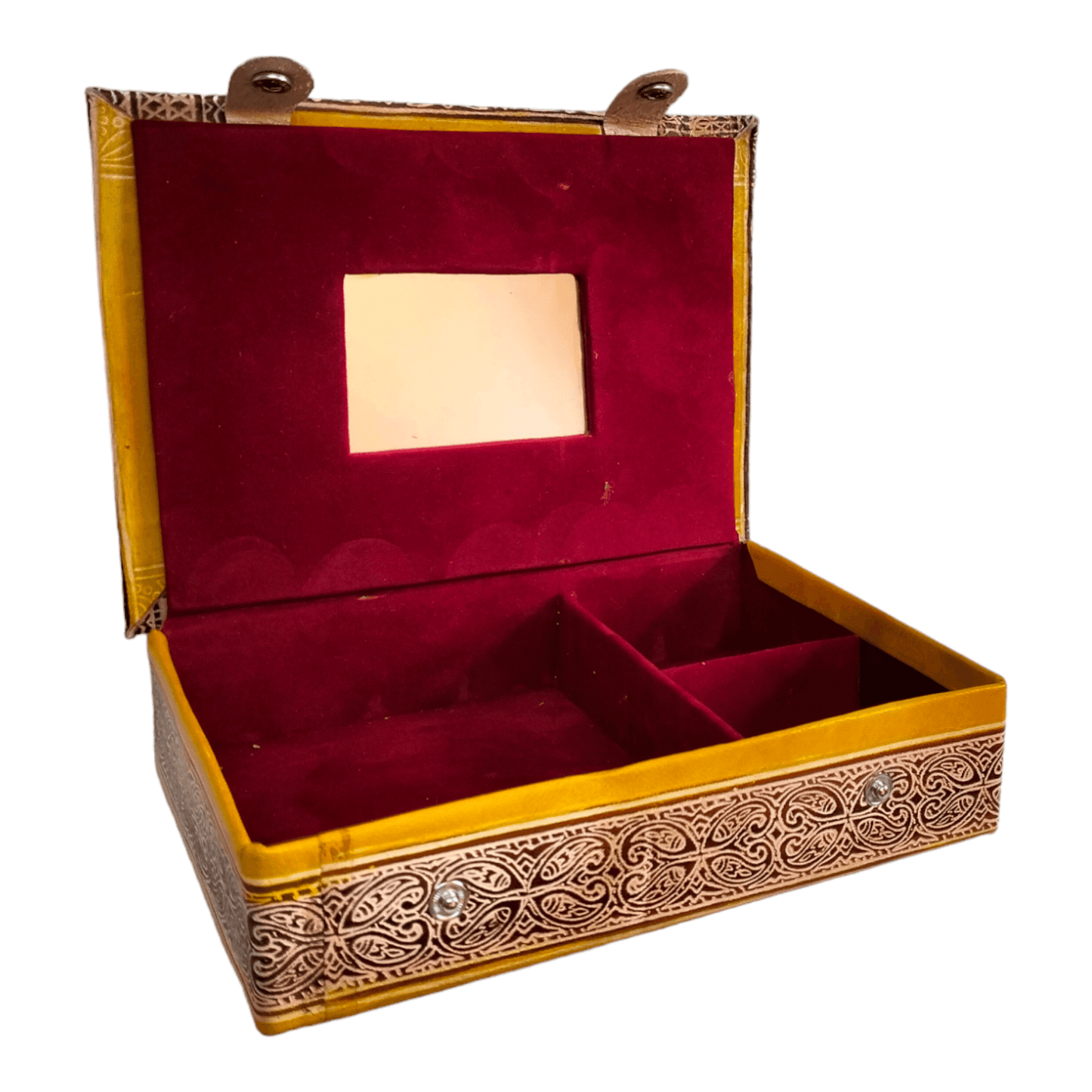 Traditional Shantiniketan Square Jewelry Box for Women - Handcrafted Indian Storage Case with Ethnic Charm - AP BAG BHANDAR