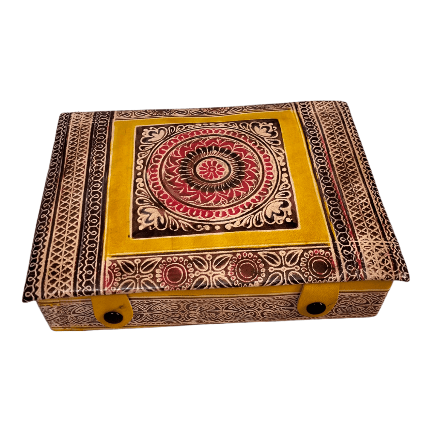 Traditional Shantiniketan Square Jewelry Box for Women - Handcrafted Indian Storage Case with Ethnic Charm - AP BAG BHANDAR