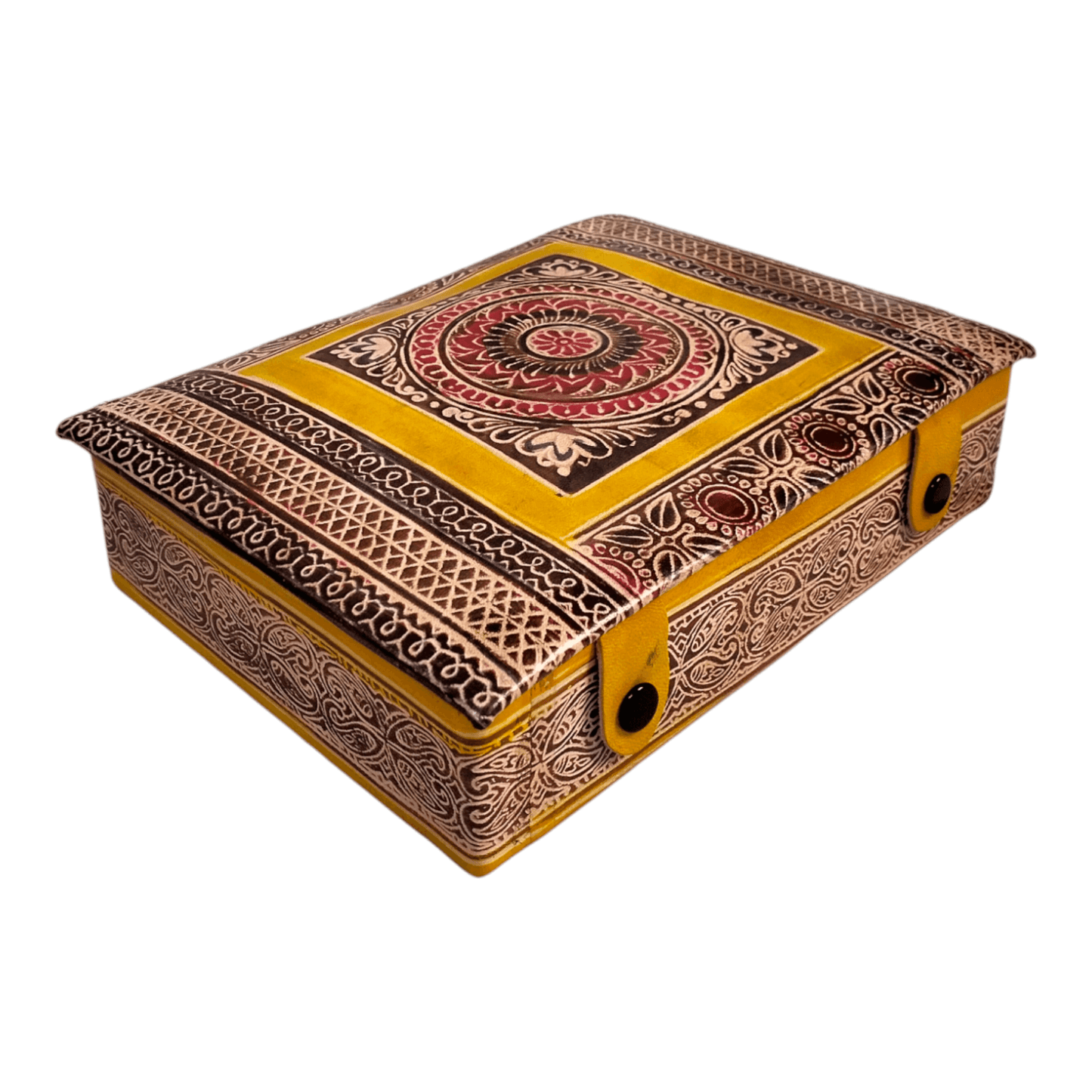 Traditional Shantiniketan Square Jewelry Box for Women - Handcrafted Indian Storage Case with Ethnic Charm - AP BAG BHANDAR
