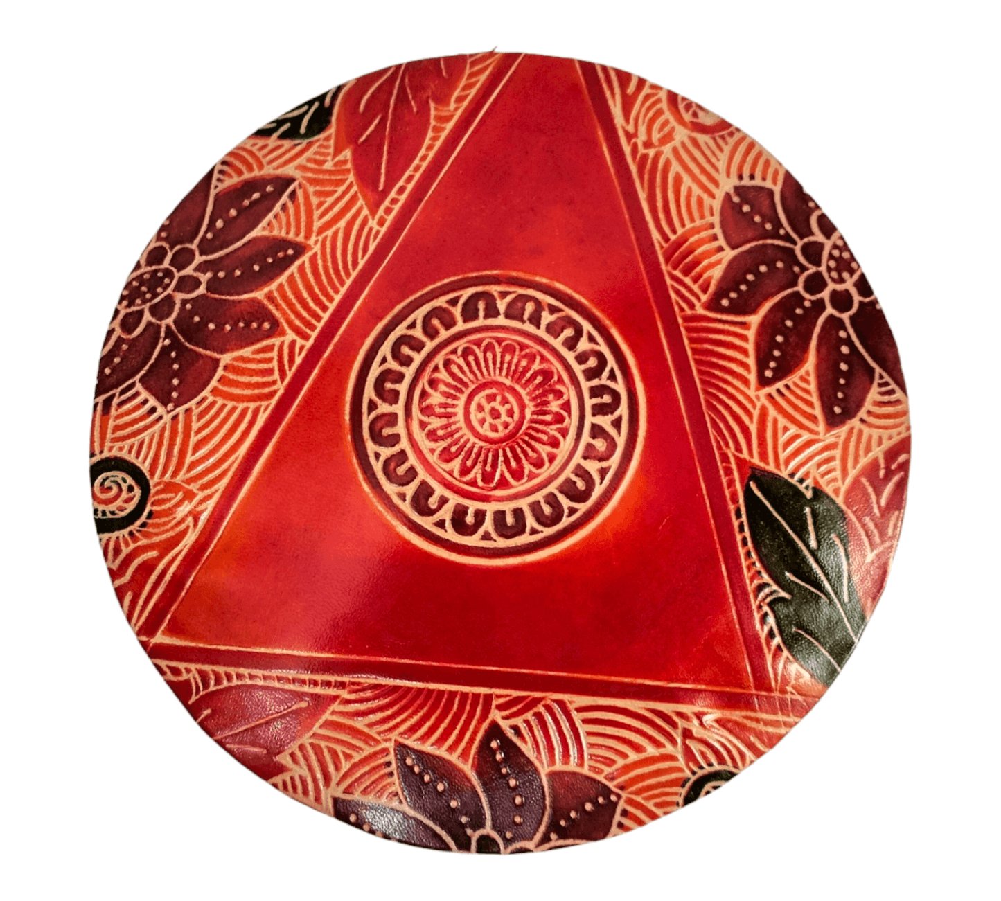 Traditional Shantiniketan Round Jewelry Box for Women - Handcrafted Ethnic Design - AP BAG BHANDAR