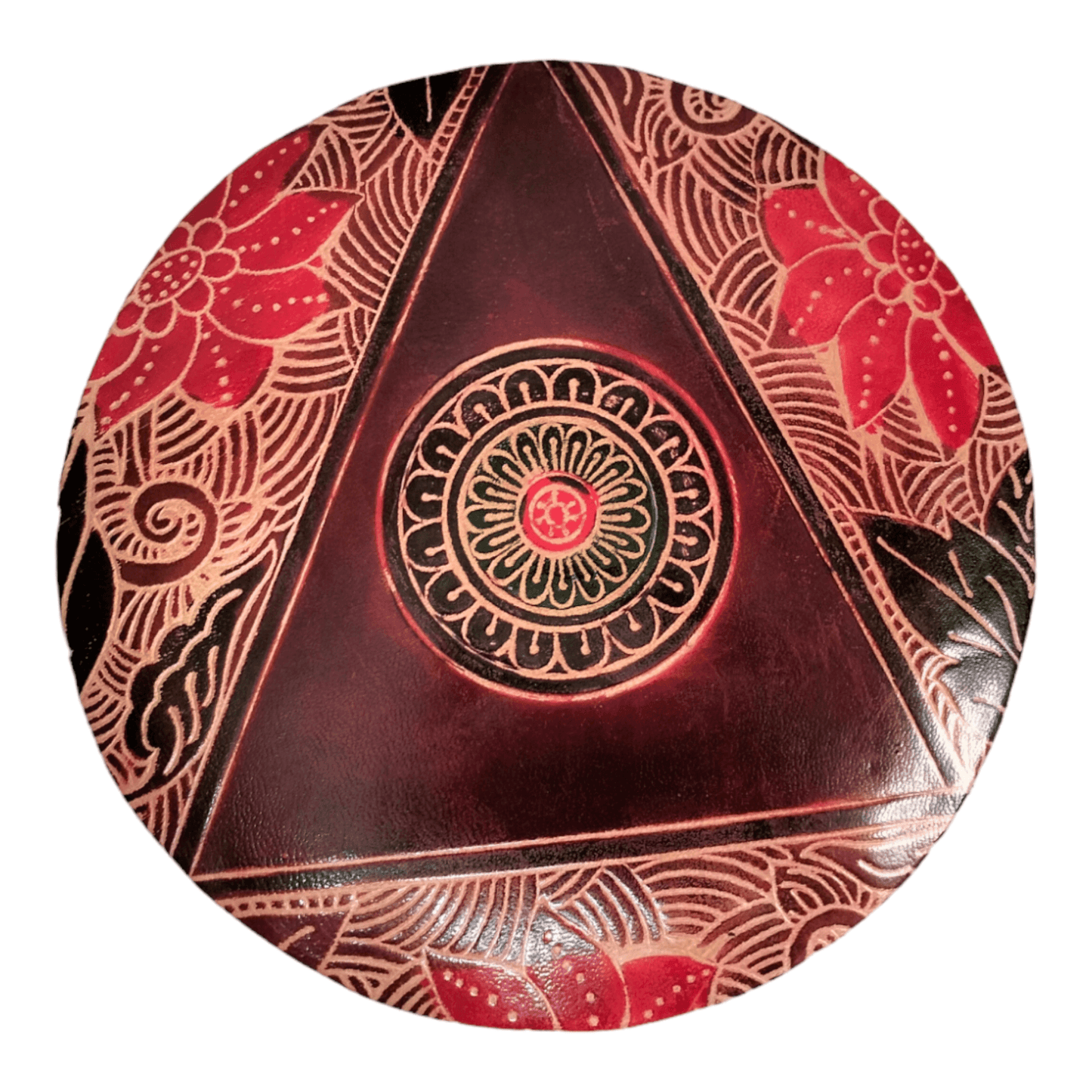 Traditional Shantiniketan Round Jewelry Box for Women - Handcrafted Ethnic Design - AP BAG BHANDAR