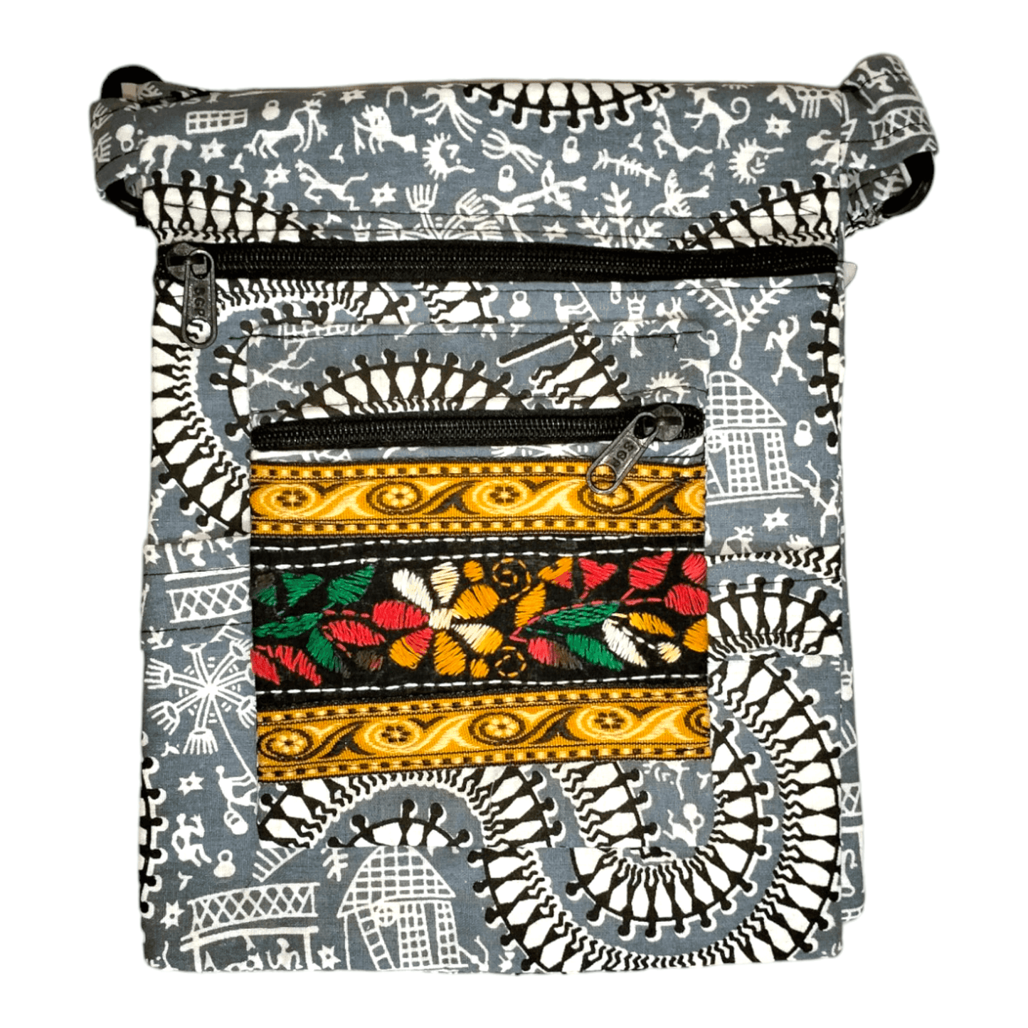 Colorful Shantiniketan Cotton Cloth Sling Bag - Handcrafted Indian Boho Style - AP BAG BHANDAR