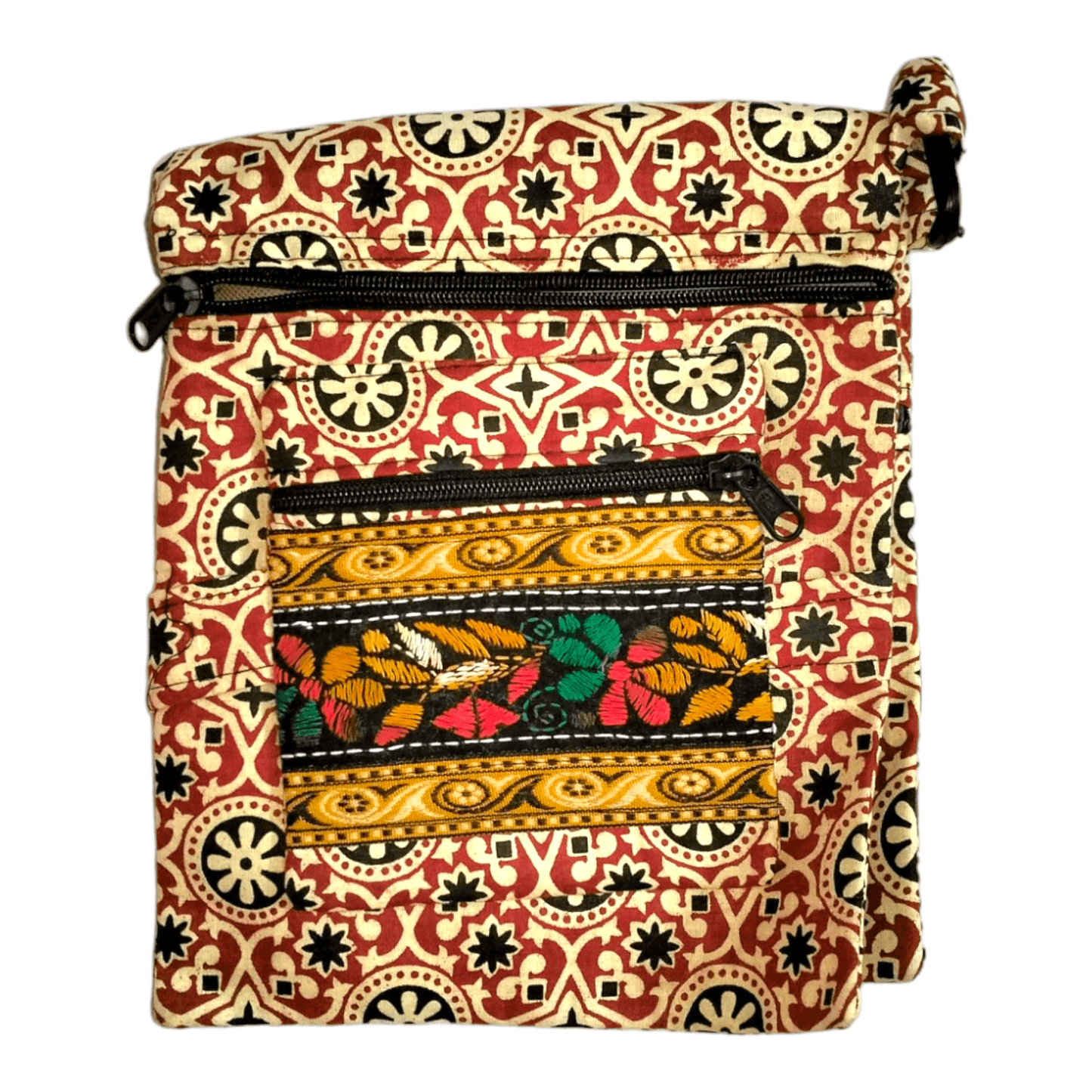 Colorful Shantiniketan Cotton Cloth Sling Bag - Handcrafted Indian Boho Style - AP BAG BHANDAR