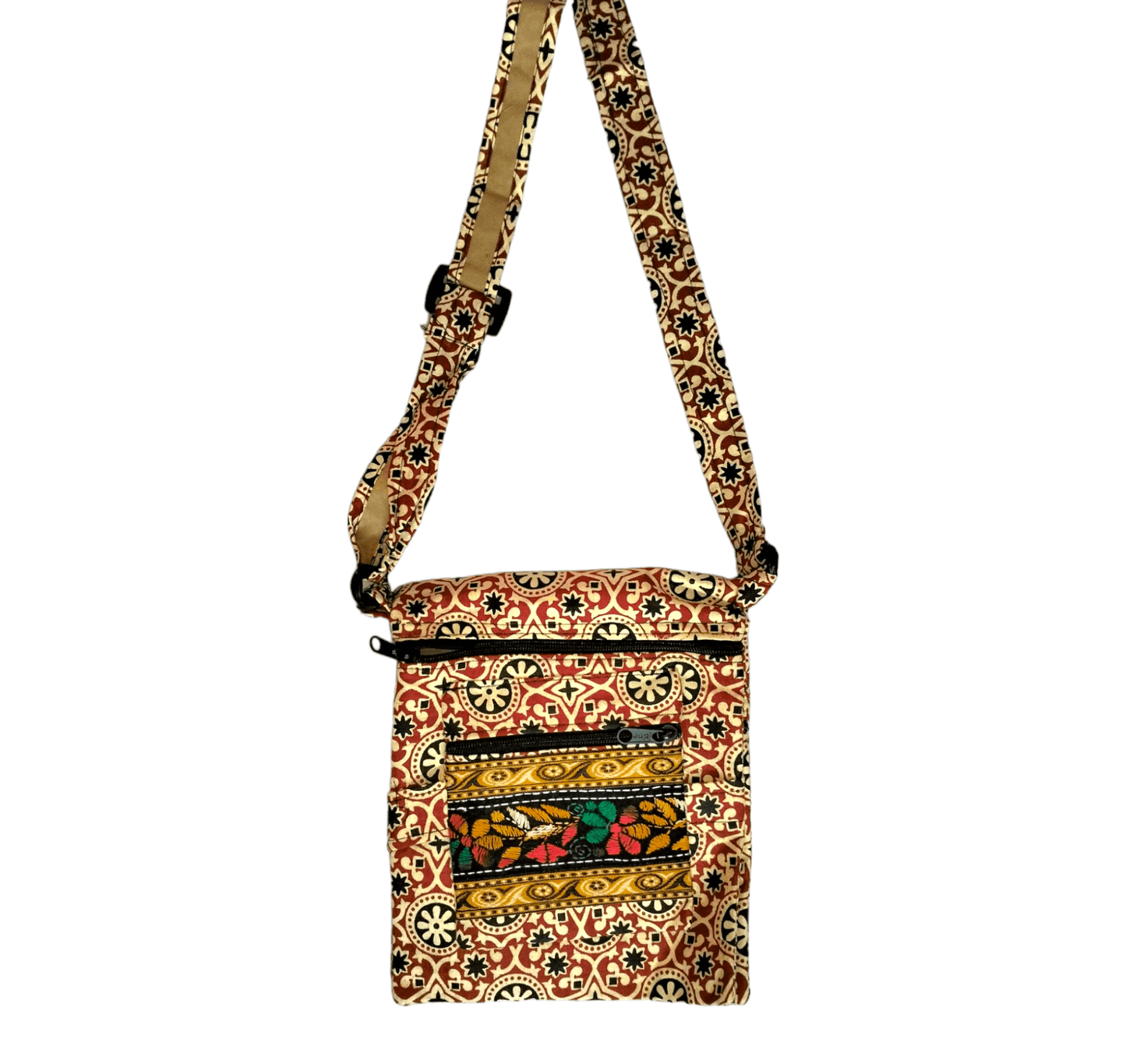 Colorful Shantiniketan Cotton Cloth Sling Bag - Handcrafted Indian Boho Style - AP BAG BHANDAR