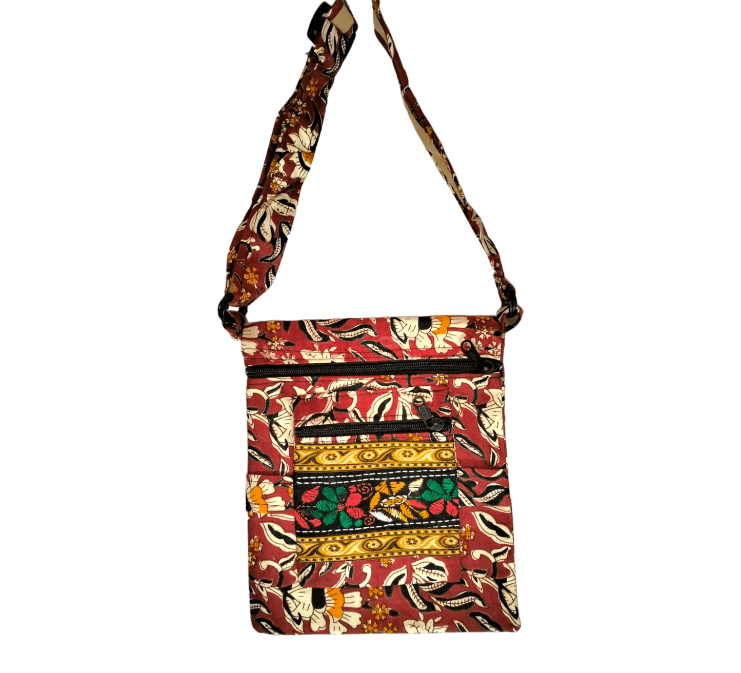 Colorful Shantiniketan Cotton Cloth Sling Bag - Handcrafted Indian Boho Style - AP BAG BHANDAR