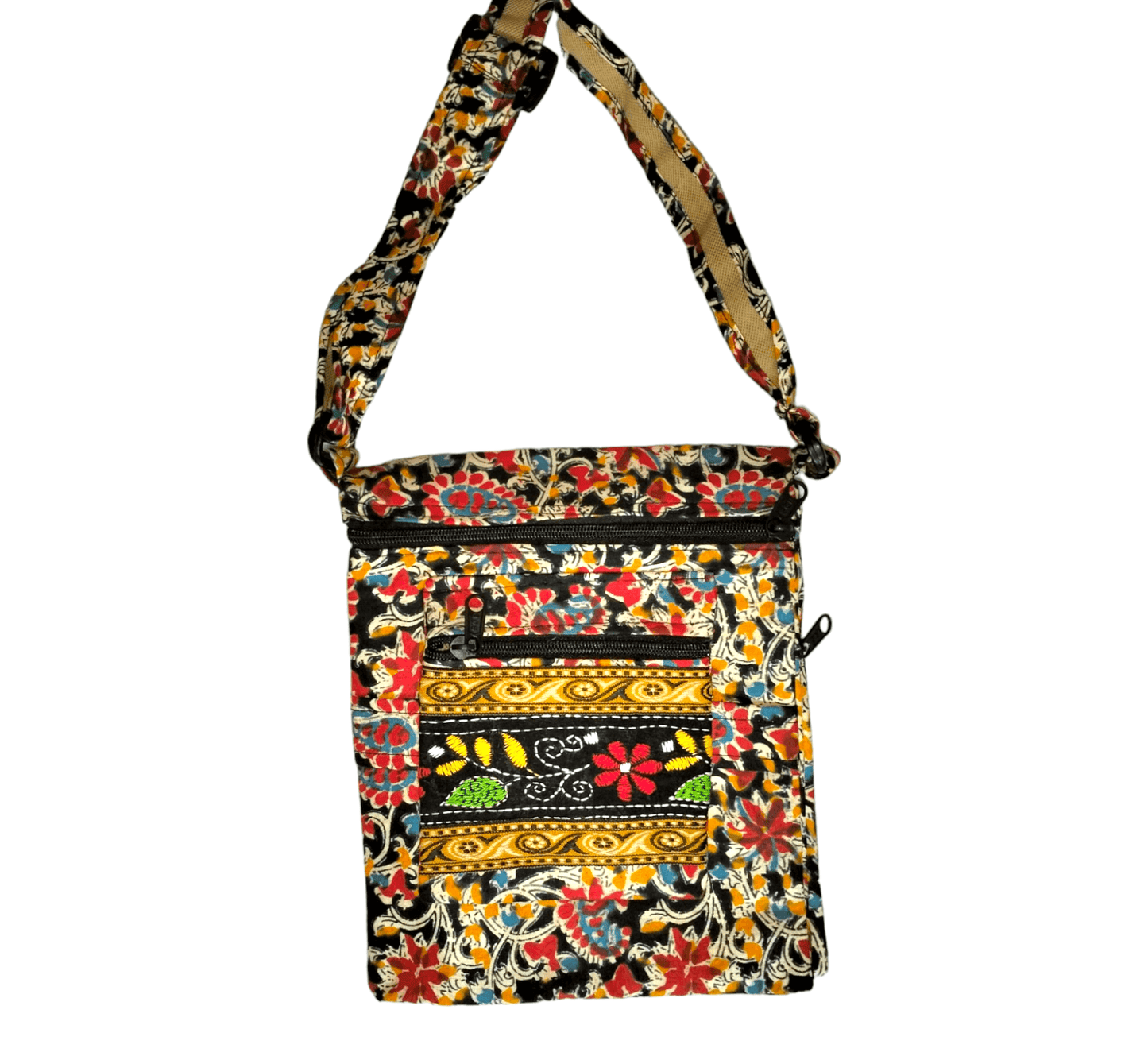 Colorful Shantiniketan Cotton Cloth Sling Bag - Handcrafted Indian Boho Style - AP BAG BHANDAR