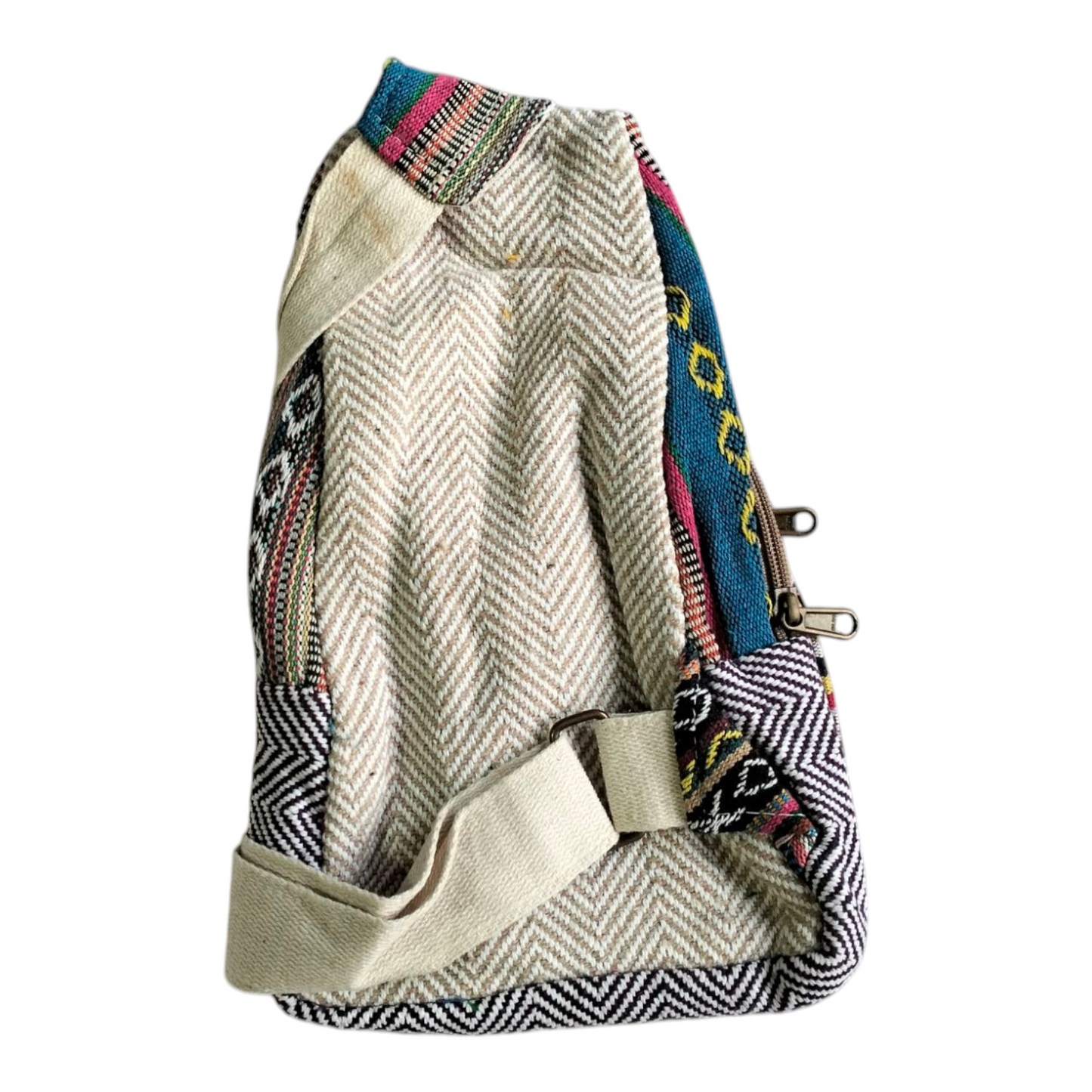 Handcrafted Mini Crossbody Bag – Shantiniketan Art in Cotton and Himalayan Hemp
