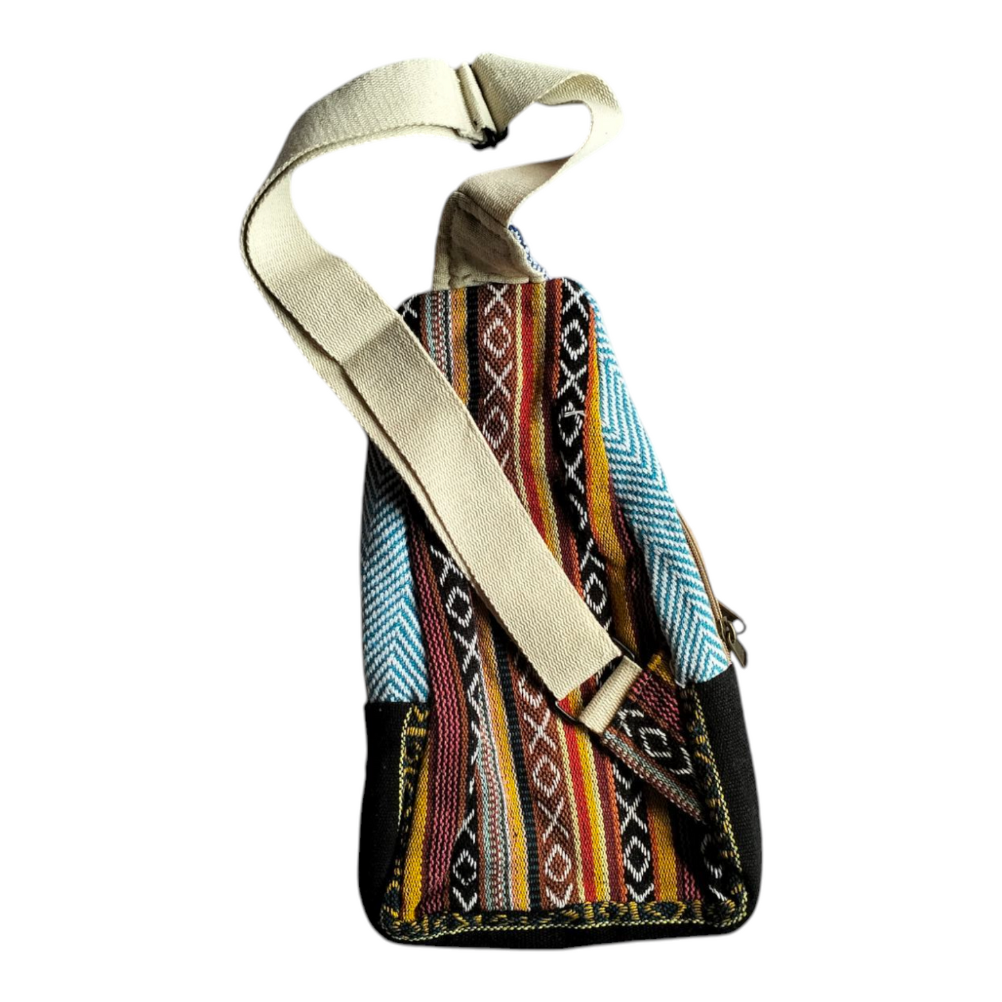 Handcrafted Mini Crossbody Bag – Shantiniketan Art in Cotton and Himalayan Hemp