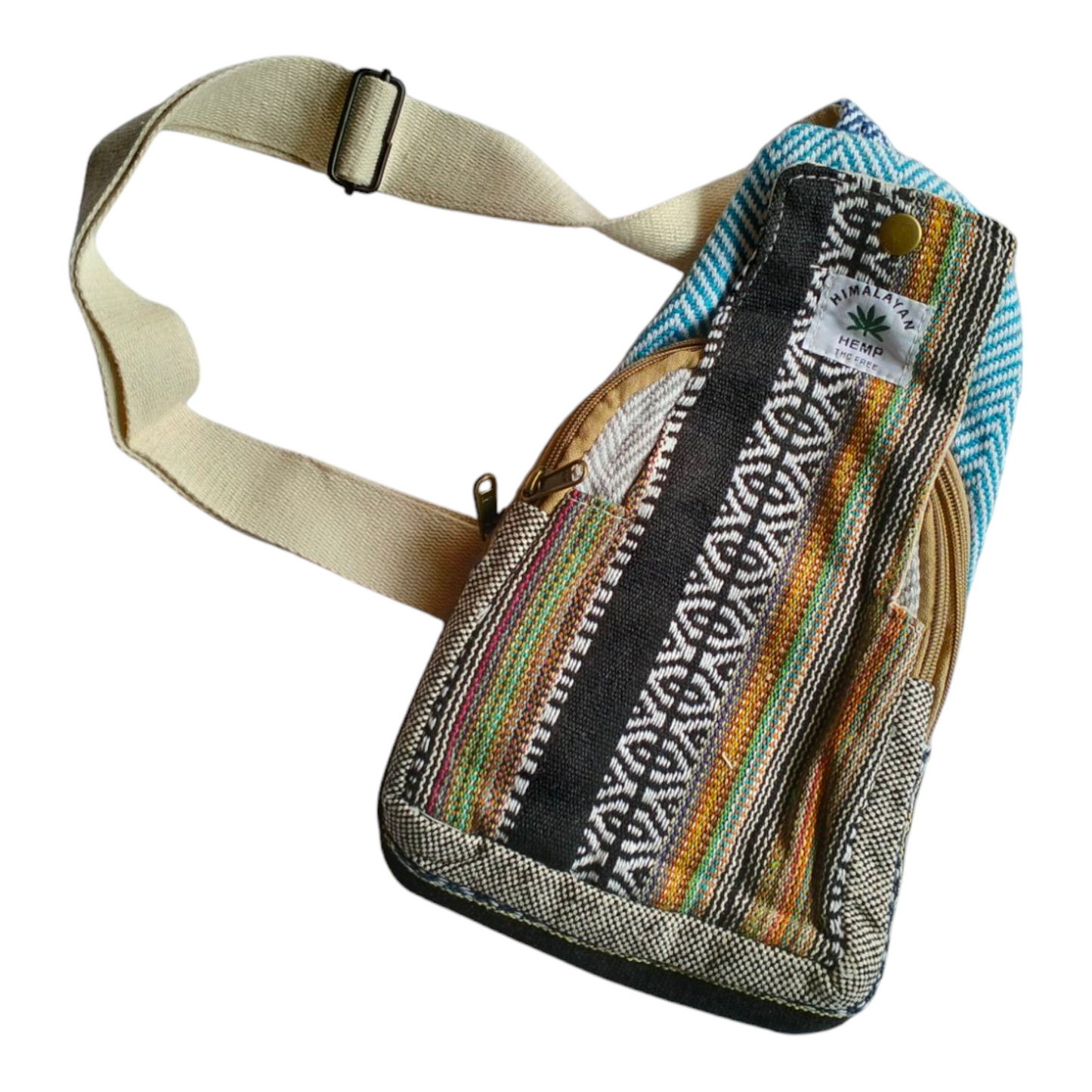 Handcrafted Mini Crossbody Bag – Shantiniketan Art in Cotton and Himalayan Hemp