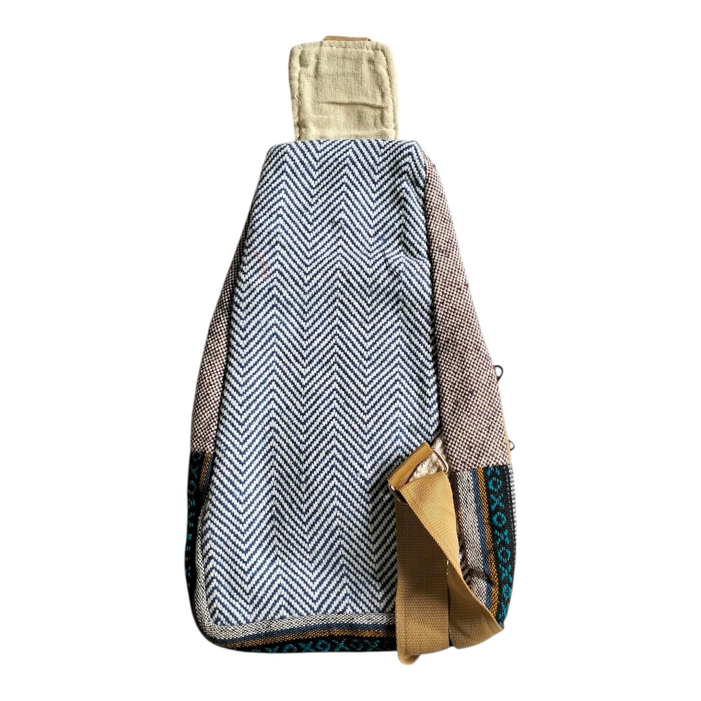 Handmade Shantiniketan Cotton Mini Crossbody Bag – Vintage Indian Sling & Himalayan Hemp Fusion for Women