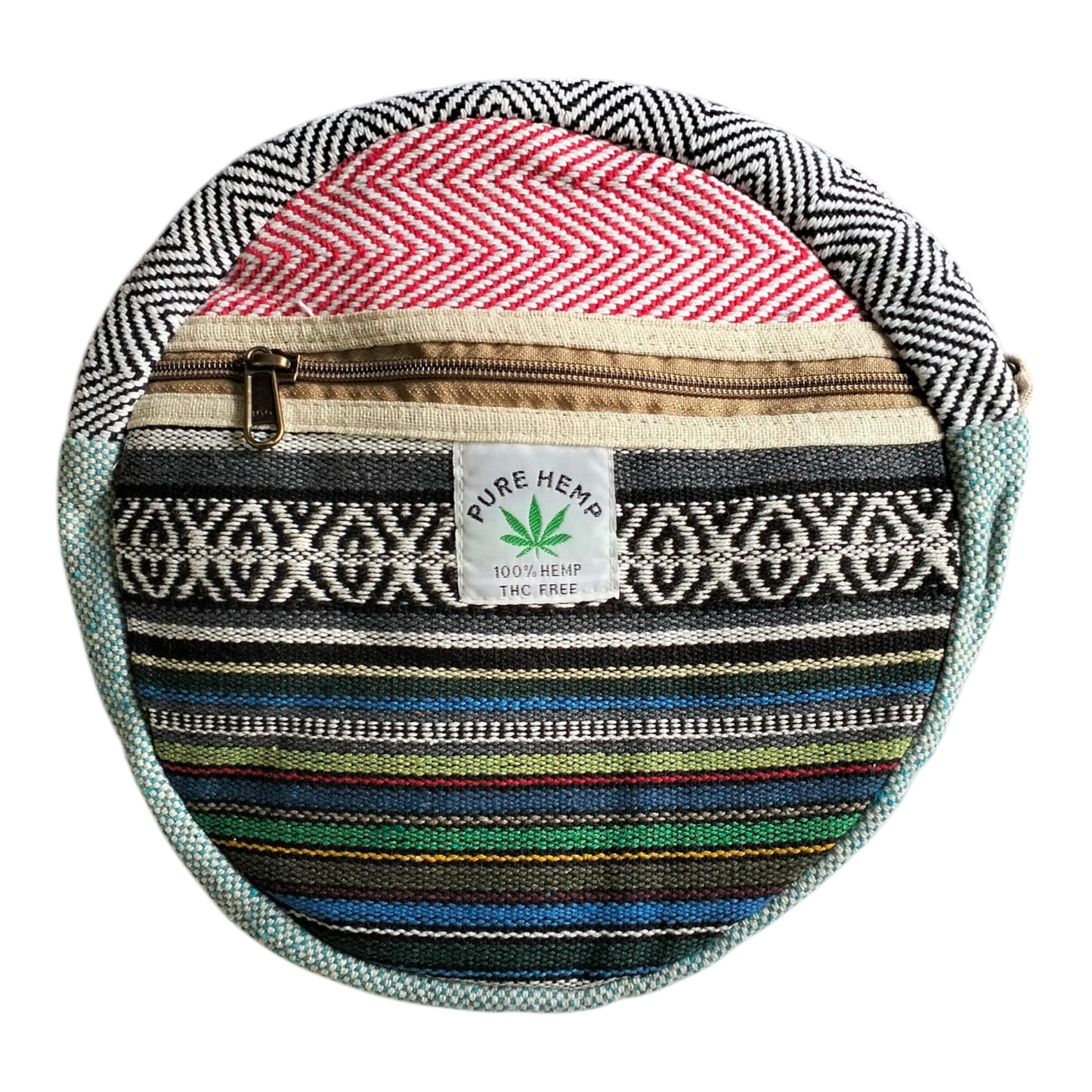 Handcrafted Shantiniketan Round Cotton Sling Bag – Made with Pure Hemp