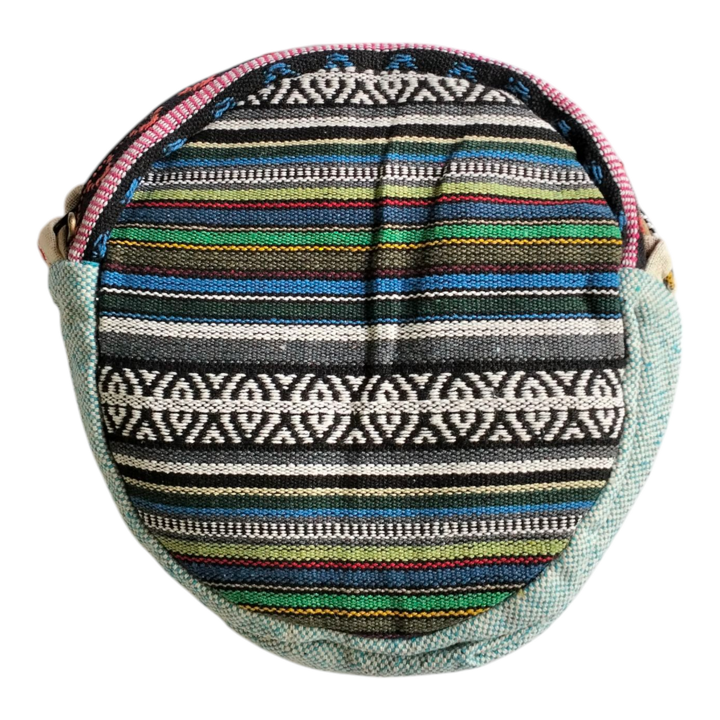 Handcrafted Shantiniketan Round Cotton Sling Bag – Made with Pure Hemp
