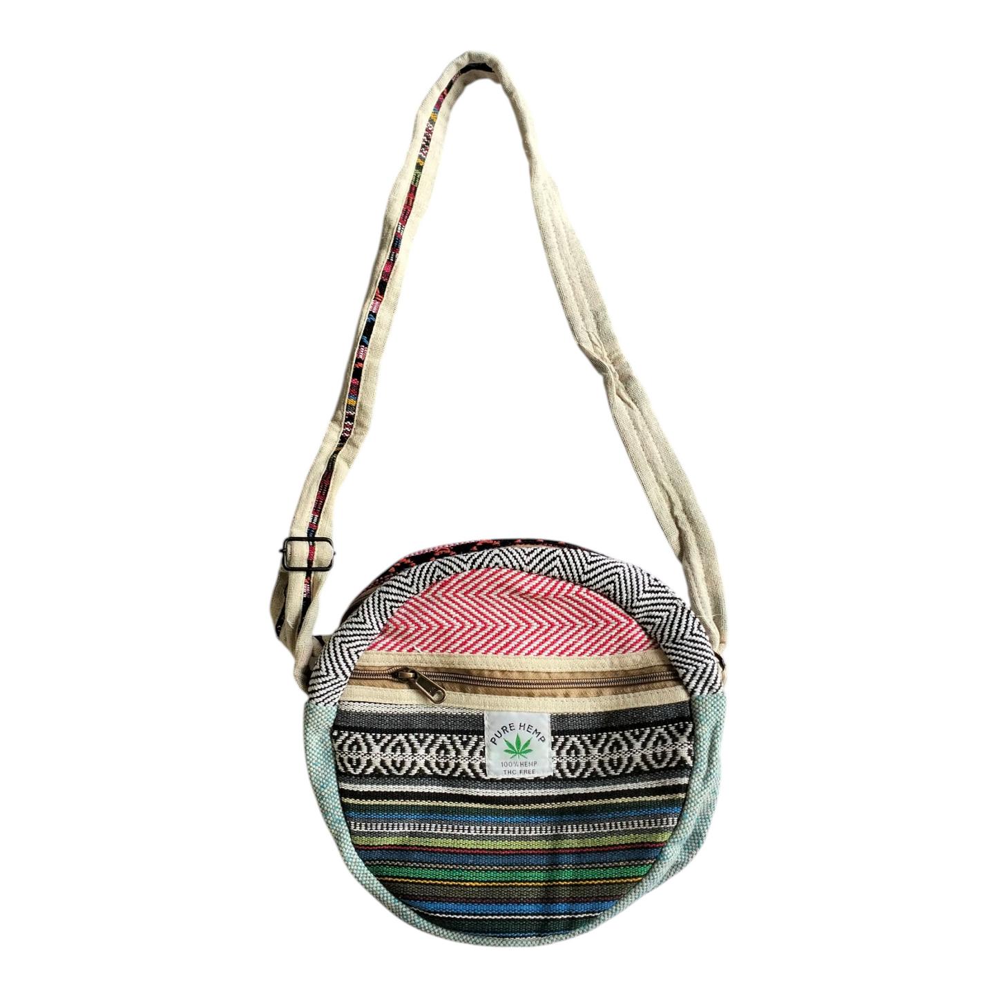Handcrafted Shantiniketan Round Cotton Sling Bag – Made with Pure Hemp