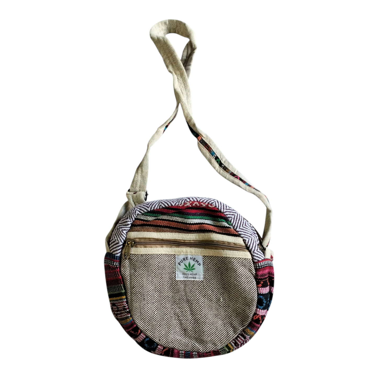 Handcrafted Shantiniketan Round Cotton Sling Bag – Made with Pure Hemp