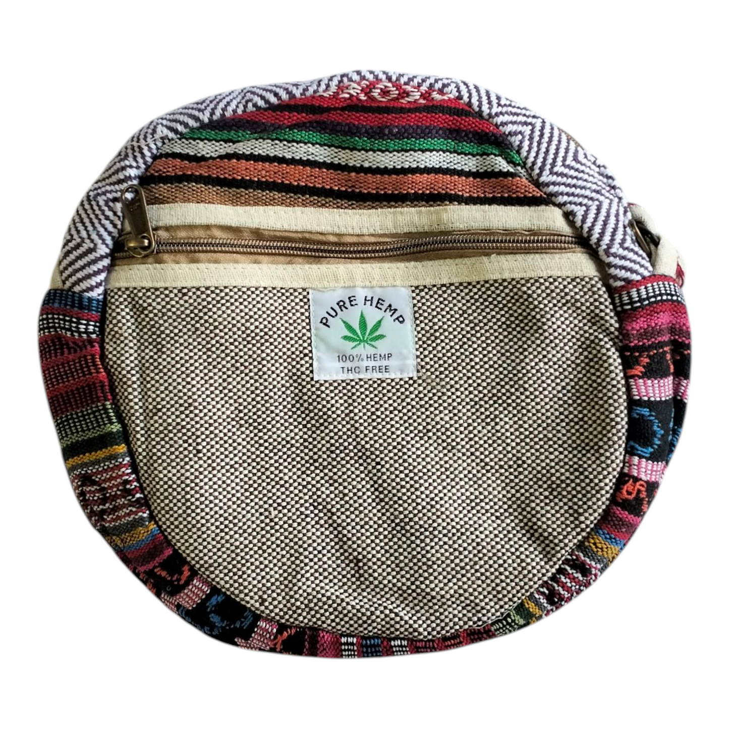 Handcrafted Shantiniketan Round Cotton Sling Bag – Made with Pure Hemp