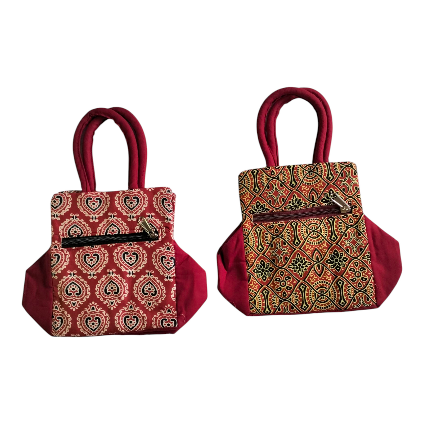 Shantiniketan Art Mini Handbags – Traditional Cotton Bag Combo (2 pcs)
