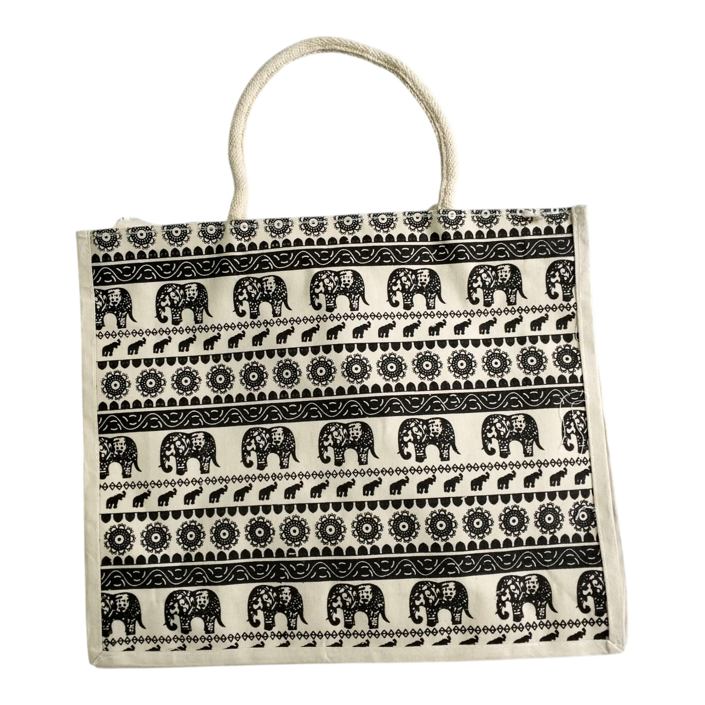 Shantiniketan Jute Tote Bag - Spacious Printed Design Eco-Friendly
