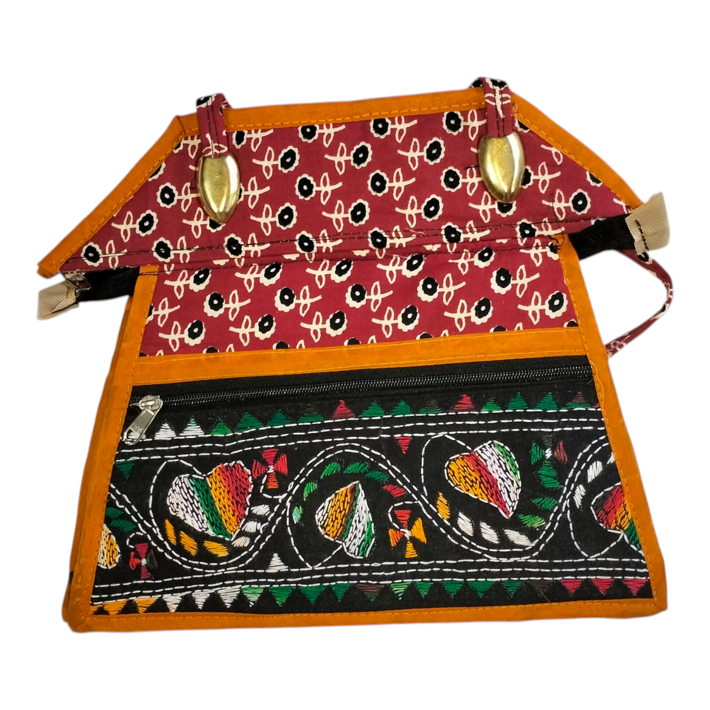 Traditional Shantiniketan Design Cotton Handbag for Women | Ethnic Small Size