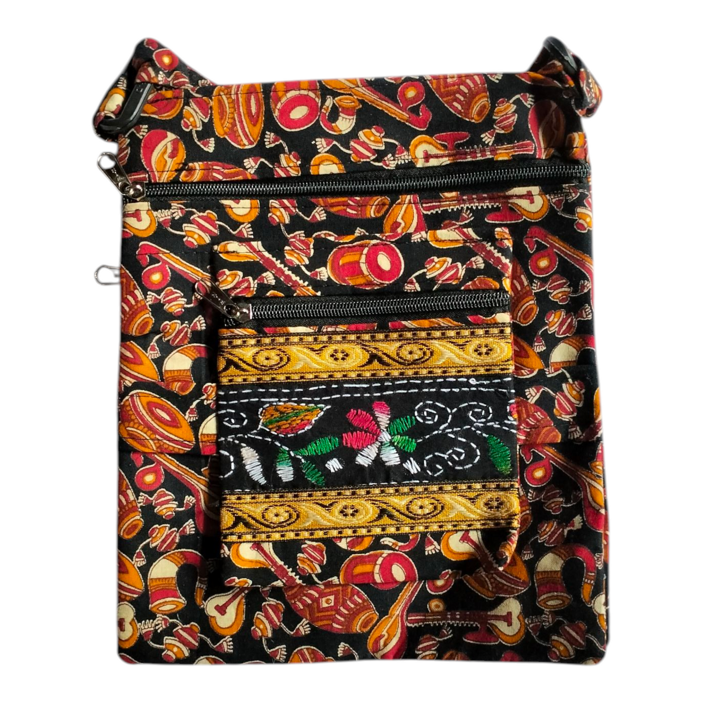 Colorful Cotton Cloth Sling Bag in Shantiniketan Style | Crossbody Handcrafted Indian Boho Style