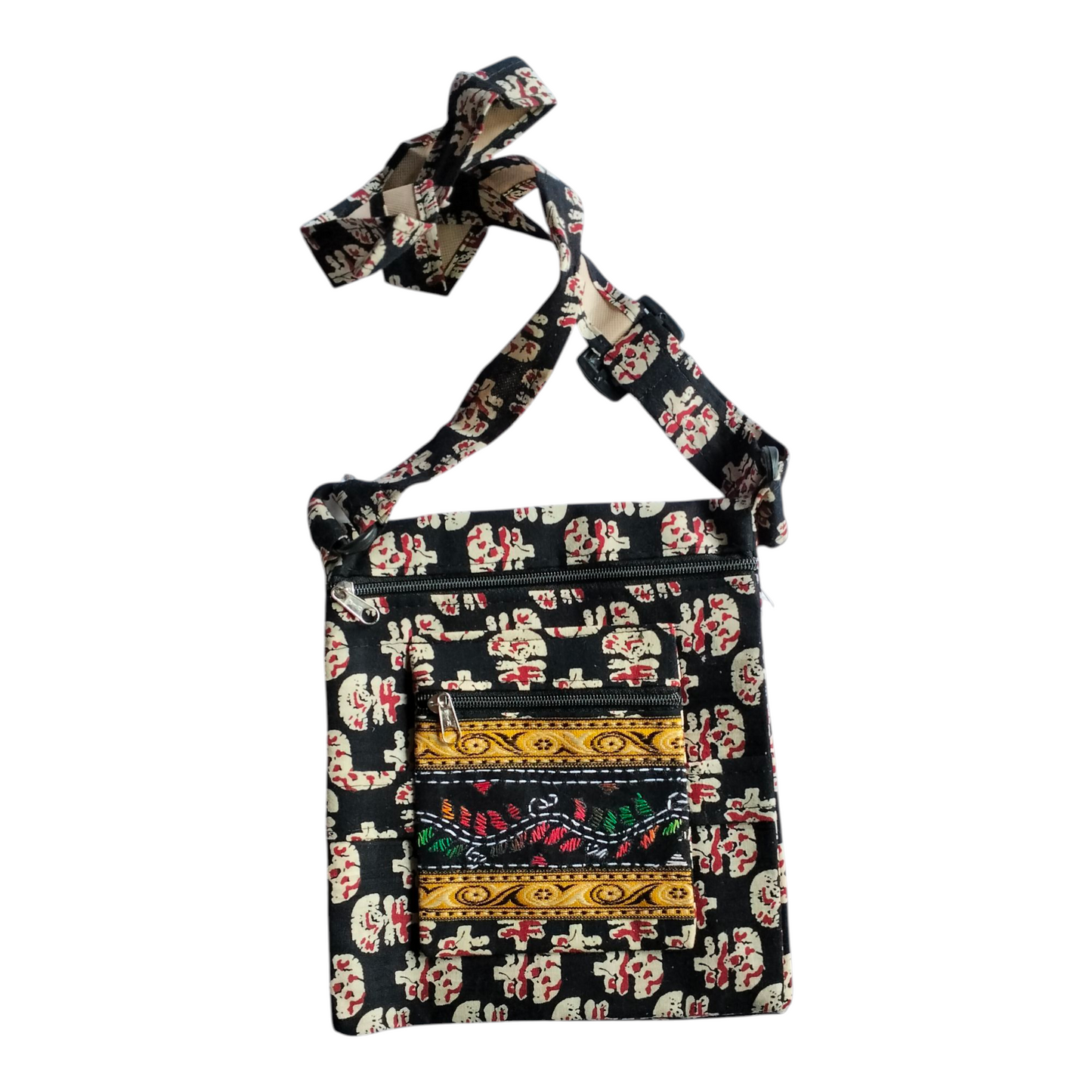 Colorful Cotton Cloth Sling Bag in Shantiniketan Style | Crossbody Handcrafted Indian Boho Style