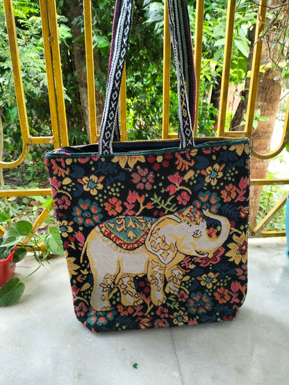Handcrafted Shantiniketan Tote Bag – Colorful Traditional Design for Women