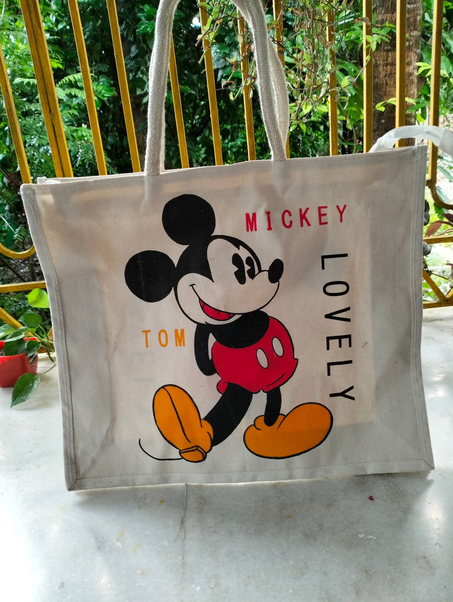 Shantiniketan Jute Tote Bag - Spacious Printed Design Eco-Friendly