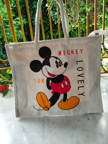 Shantiniketan Jute Tote Bag - Spacious Printed Design Eco-Friendly
