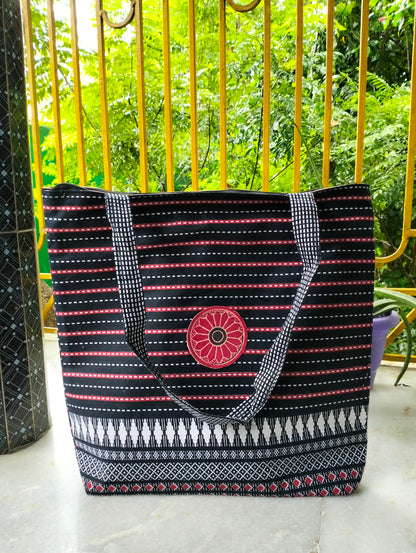 Traditional Shantiniketan Cotton Tote – Handmade Ethnic Shoulder Bag for Daily Use