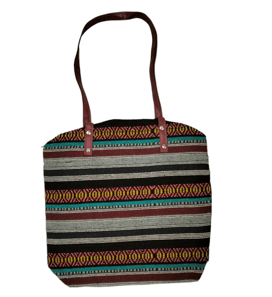 Stylish colorful traditional shantiniketan tote bag for women with zip - AP BAG BHANDAR
