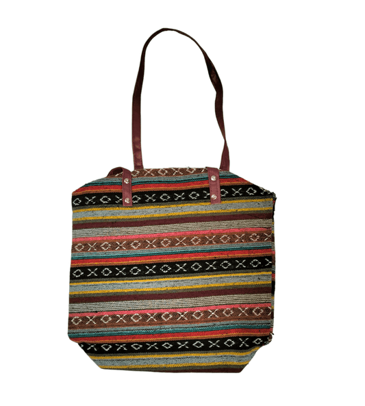 Stylish colorful traditional shantiniketan tote bag for women with zip - AP BAG BHANDAR