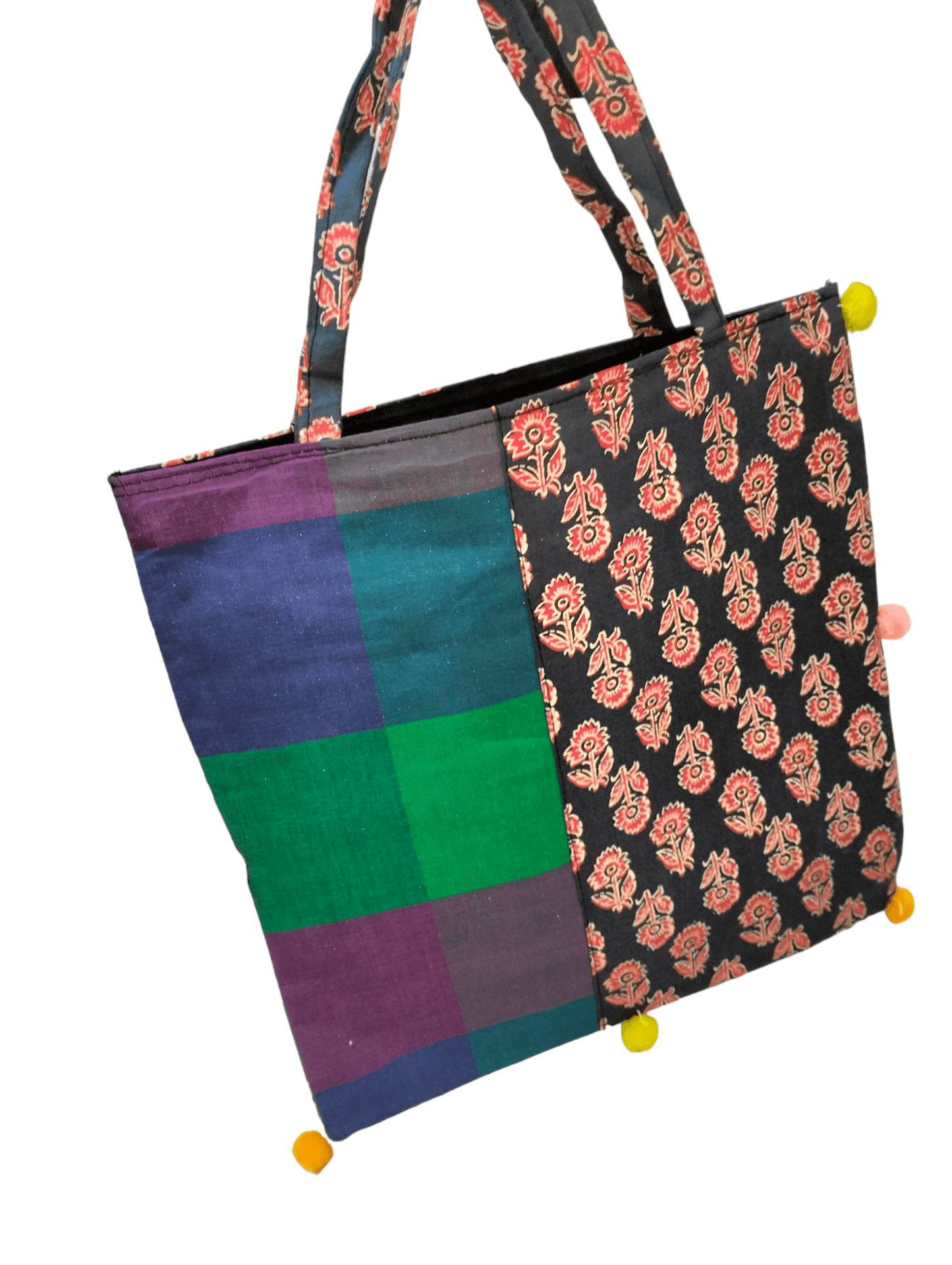 Stylish colorful traditional shantiniketan tote bag for women with zip - AP BAG BHANDAR
